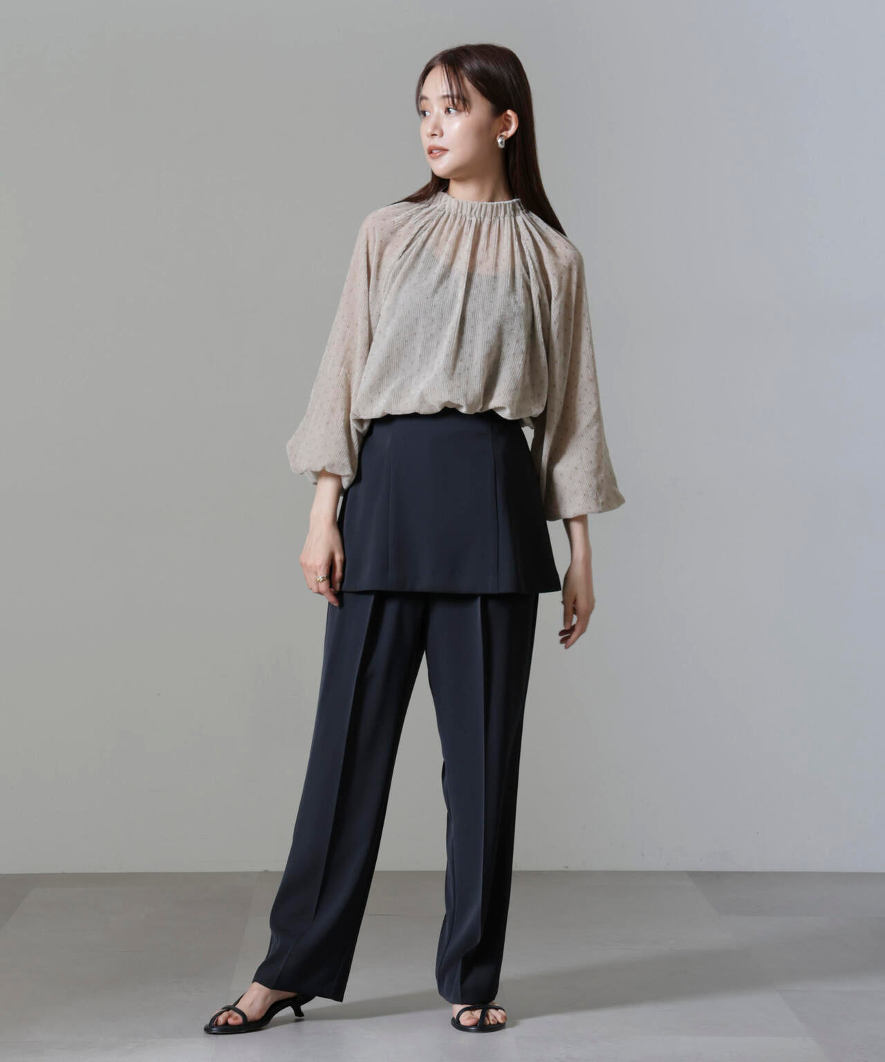 ストライプベロア前後2WAYブラウス 6694220302