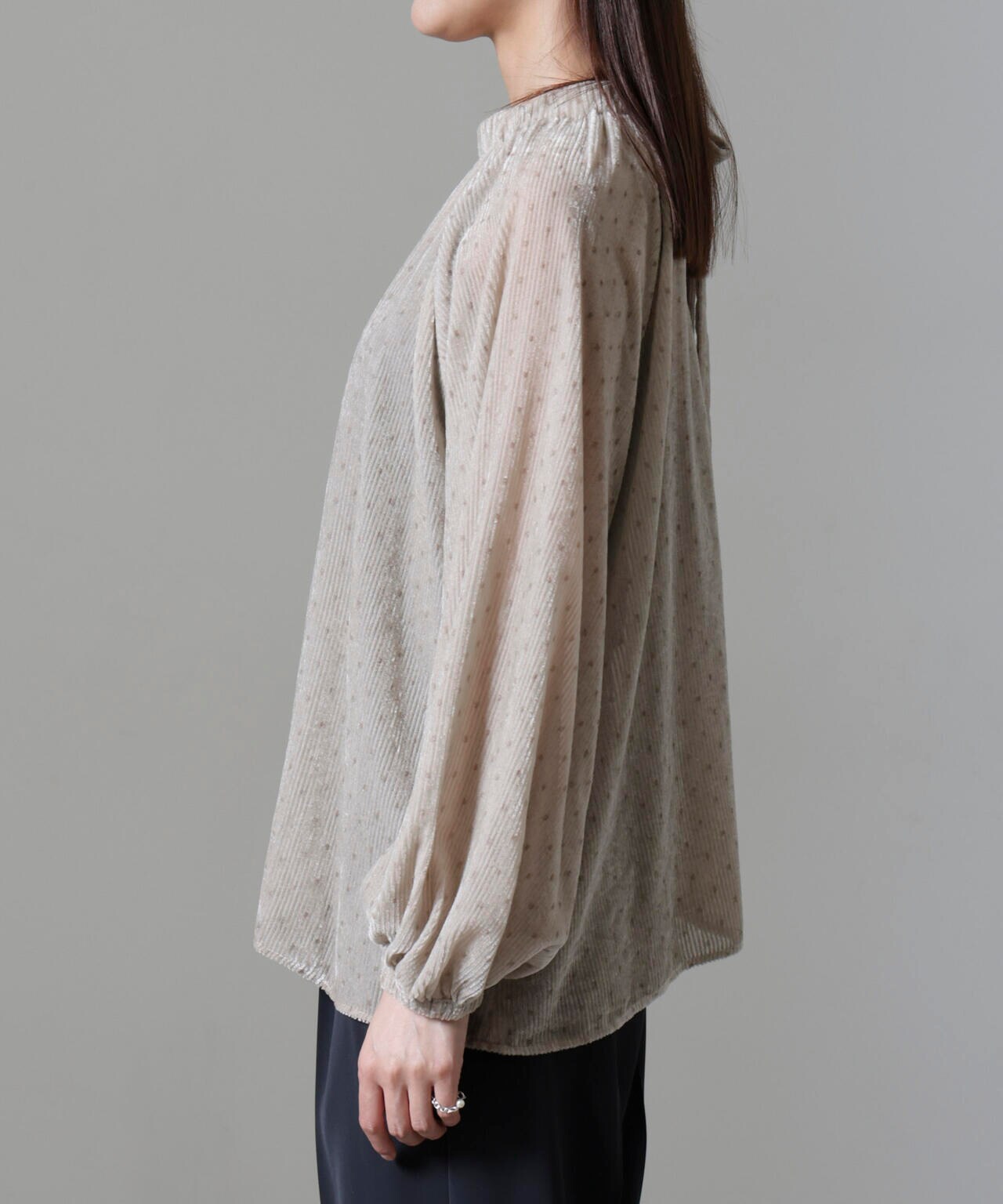 ストライプベロア前後2WAYブラウス 6694220302