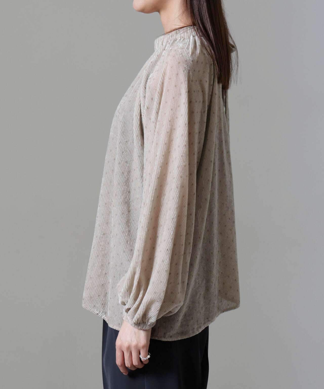 ストライプベロア前後2WAYブラウス 6694220302