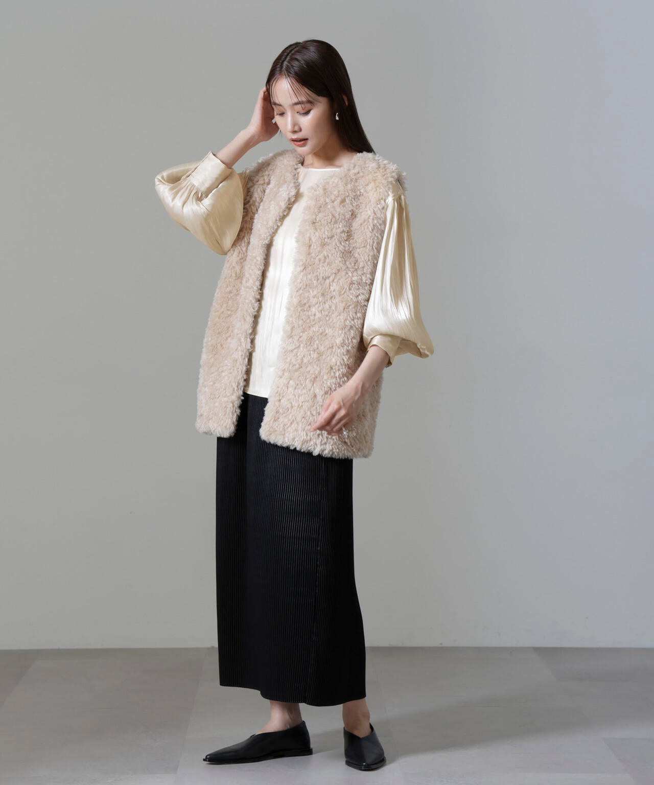 ブライトシアーギャザーブラウス 6694220305