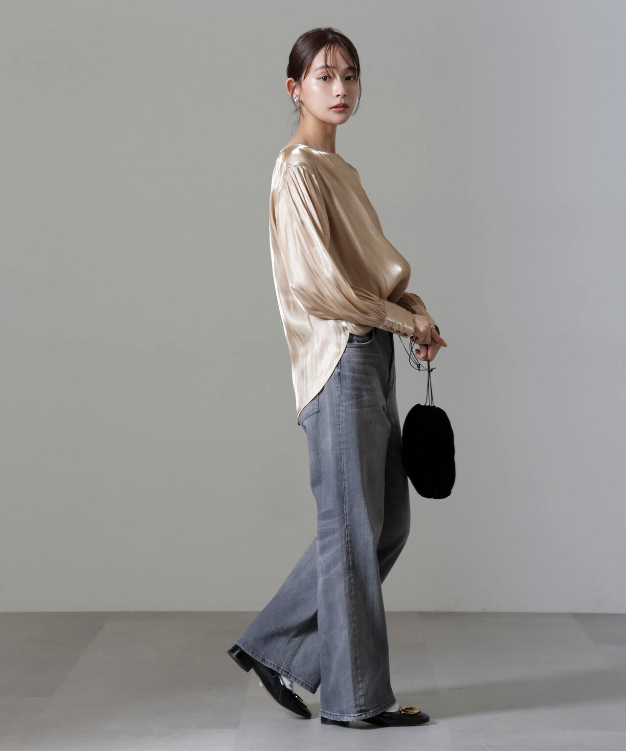 ブライトシアーギャザーブラウス 6694220305