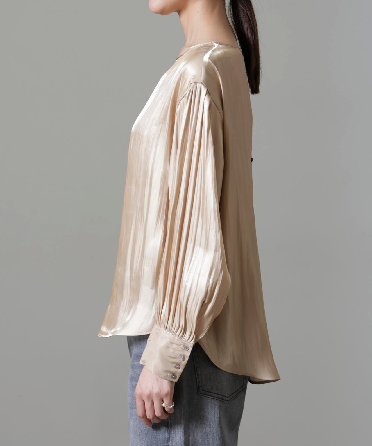 ブライトシアーギャザーブラウス 6694220305