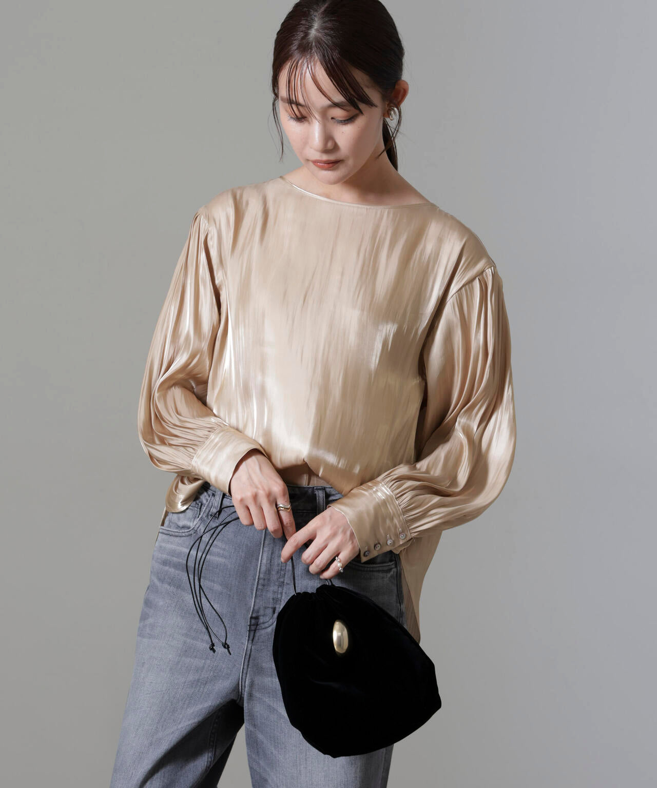 ブライトシアーギャザーブラウス 6694220305