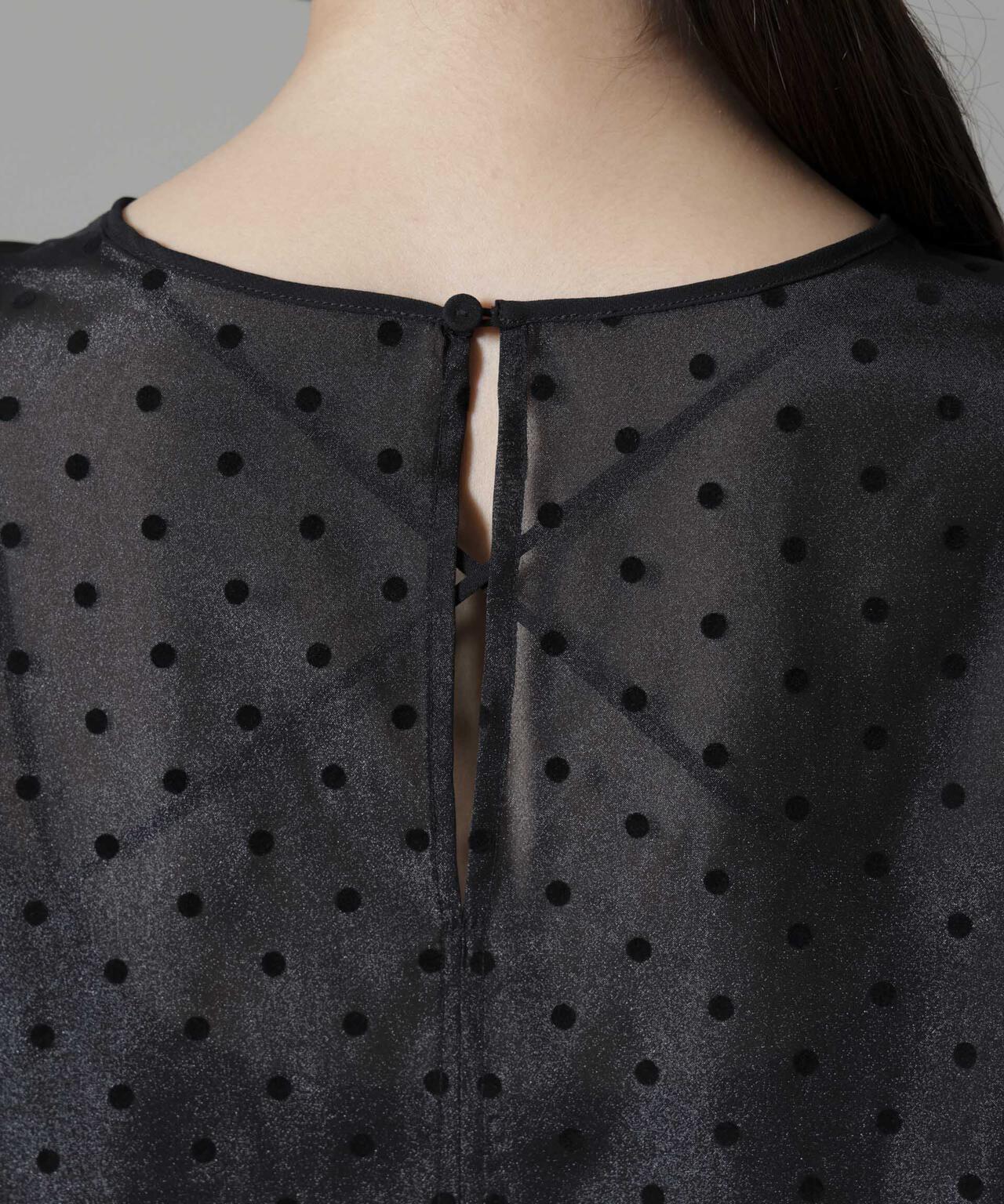 フロッキードットリボンスリーブブラウス 6694220309