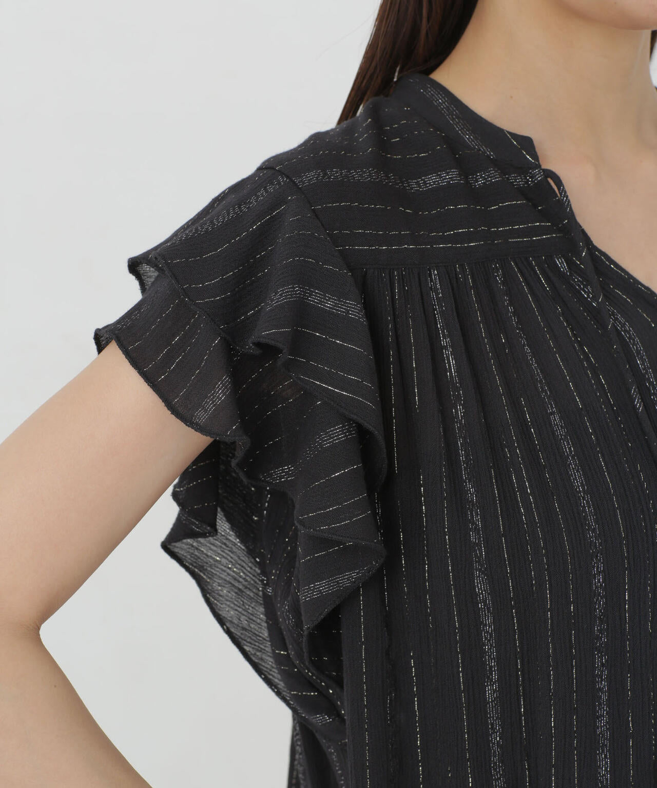 インドラメストライプフレアブラウス 6694221300