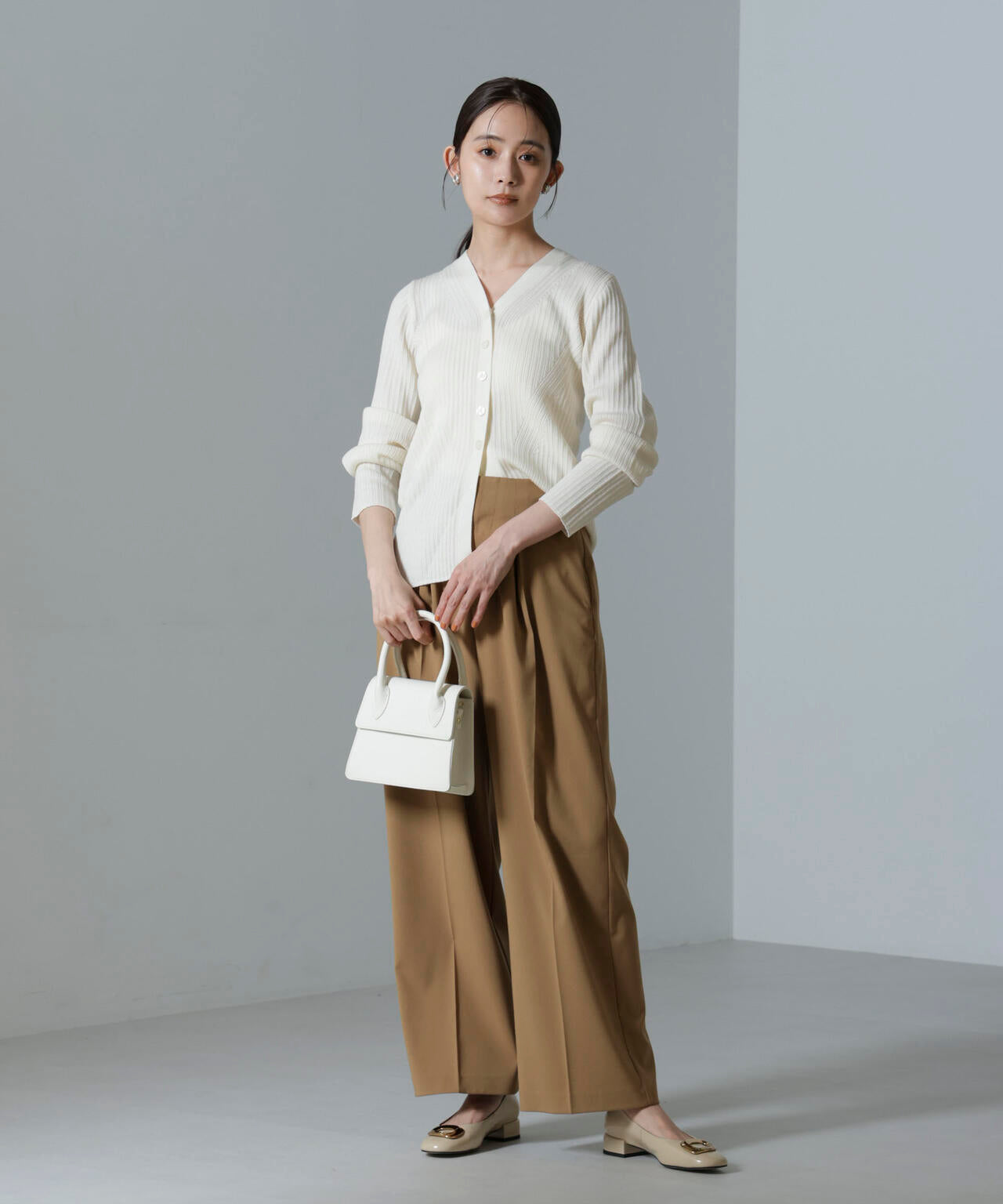 毛玉レスニットVネックリブカーディガン 6694222300