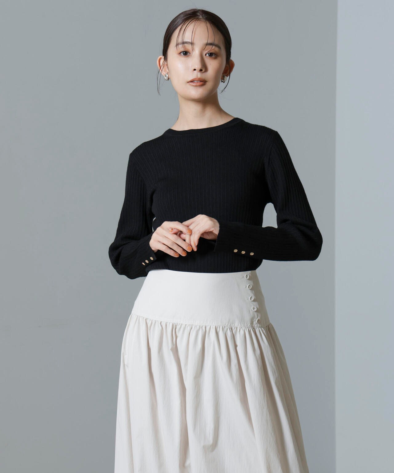 毛玉レスニットクルーネックリブプルオーバー 6694222301