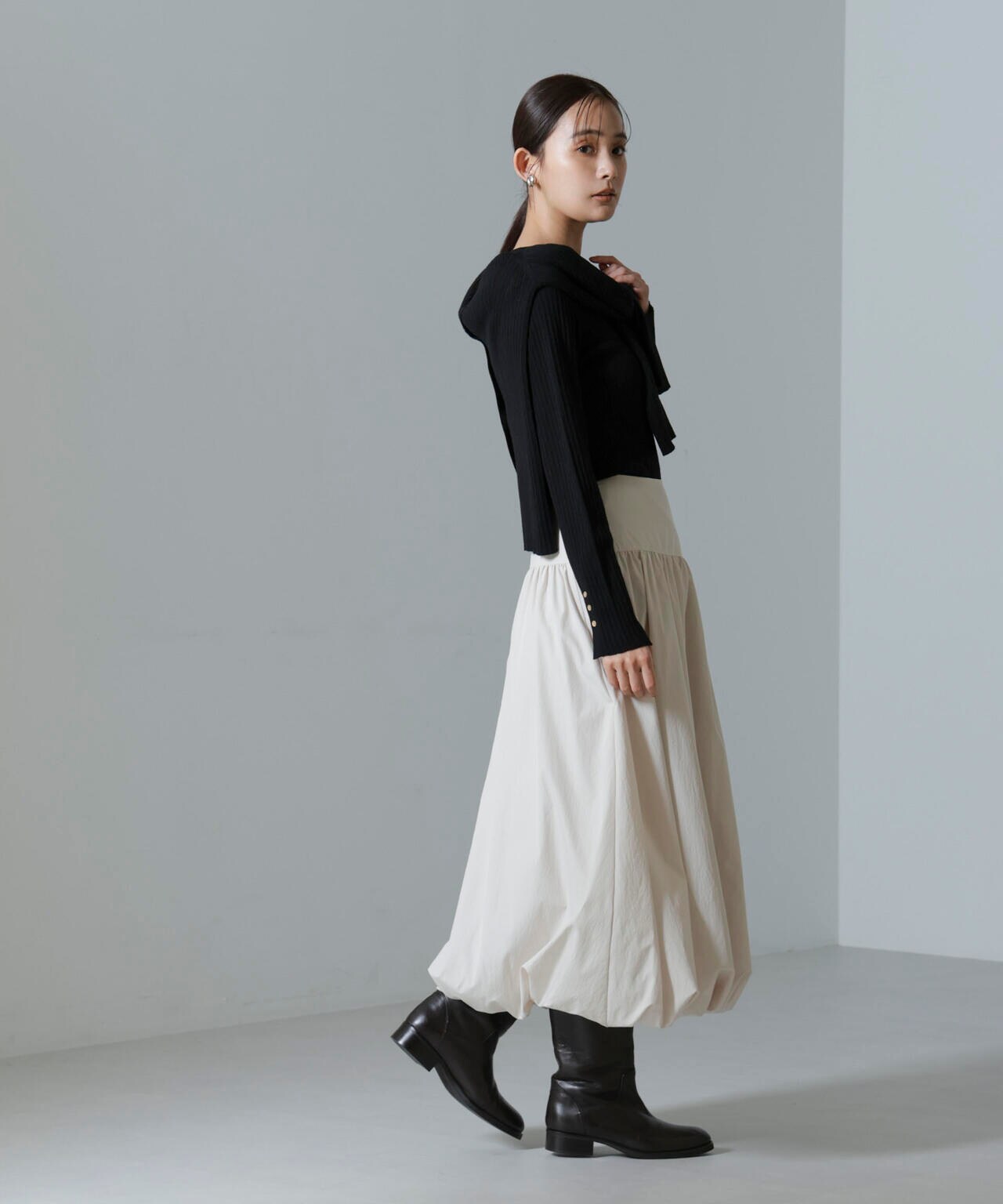 毛玉レスニットクルーネックリブプルオーバー 6694222301