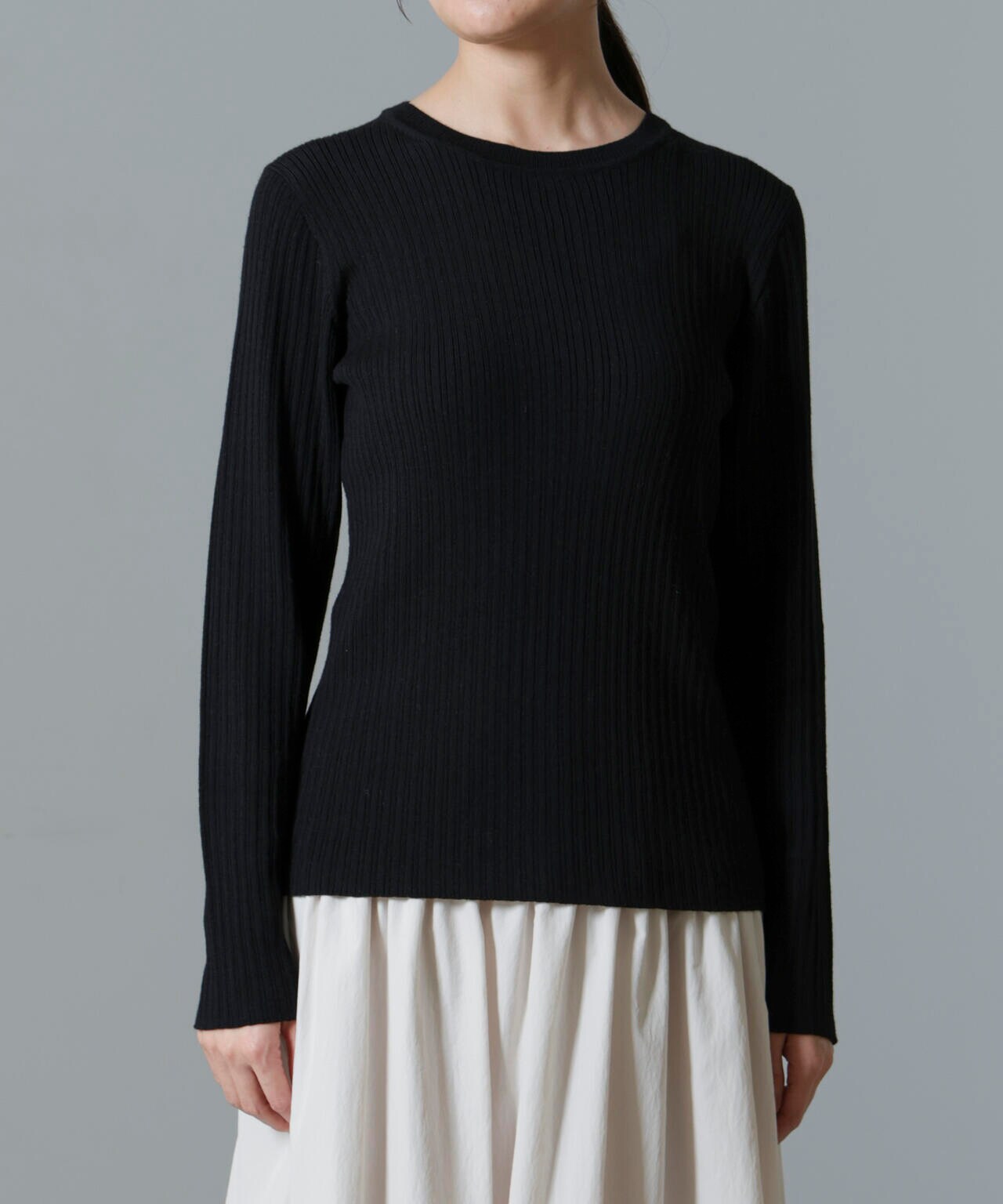 毛玉レスニットクルーネックリブプルオーバー 6694222301