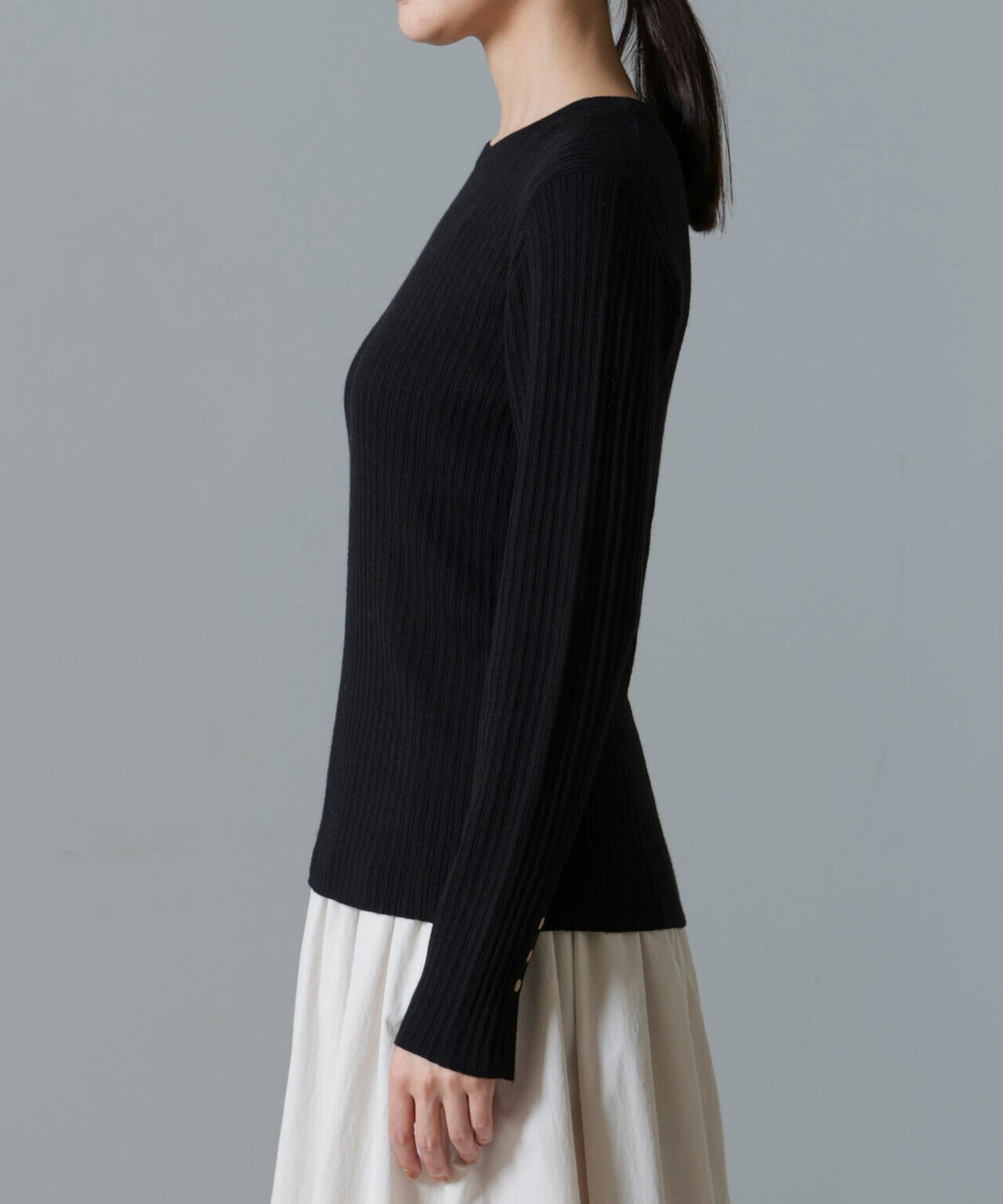 毛玉レスニットクルーネックリブプルオーバー 6694222301