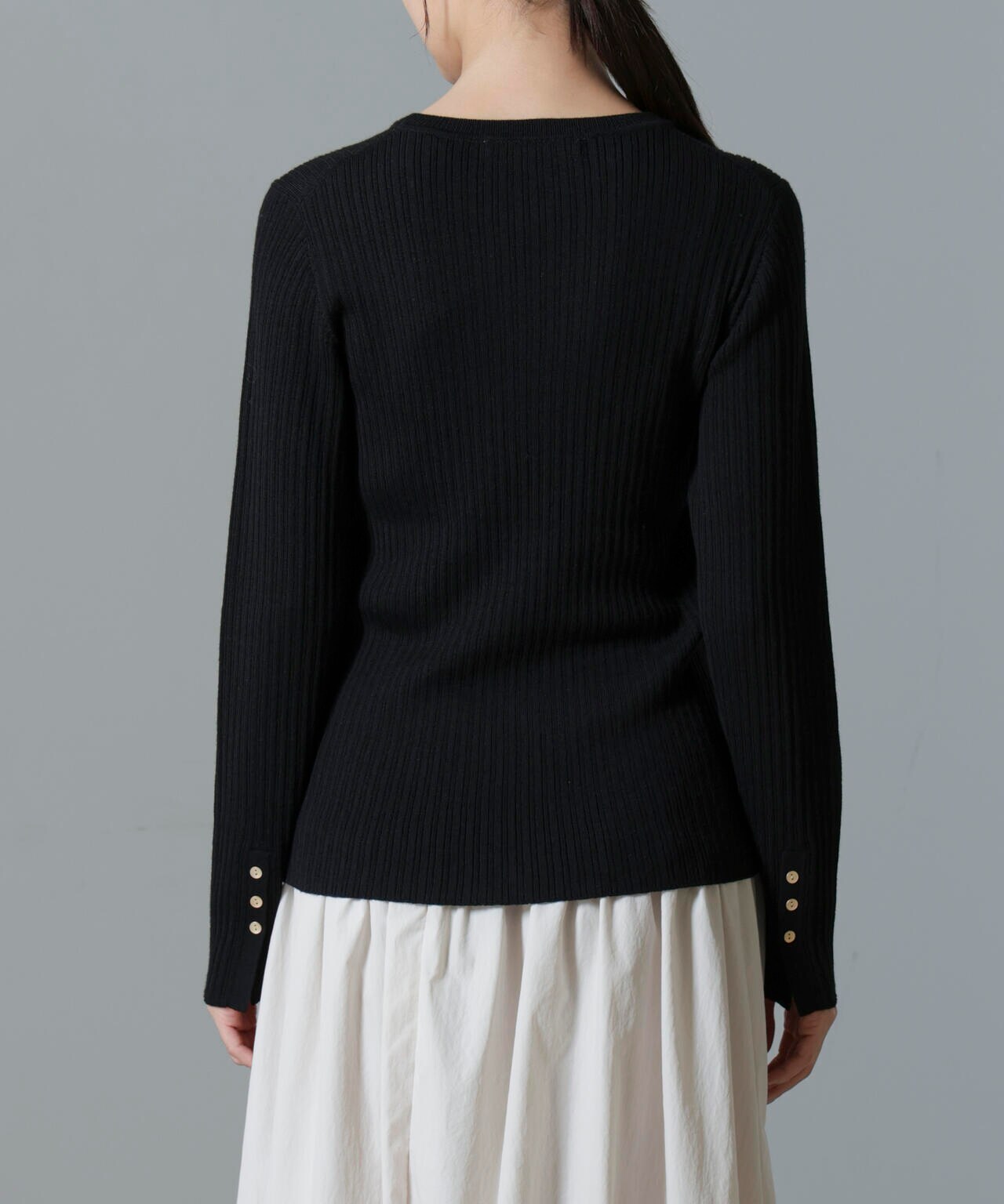 毛玉レスニットクルーネックリブプルオーバー 6694222301