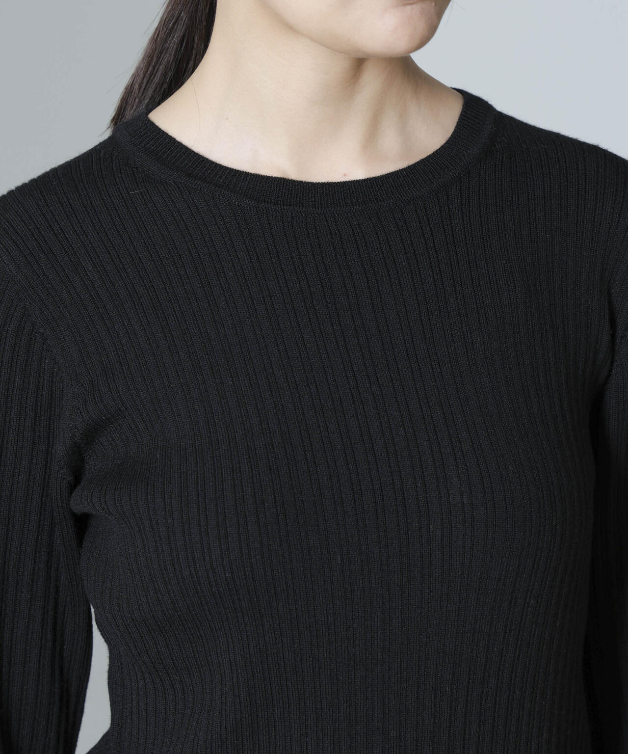 毛玉レスニットクルーネックリブプルオーバー 6694222301