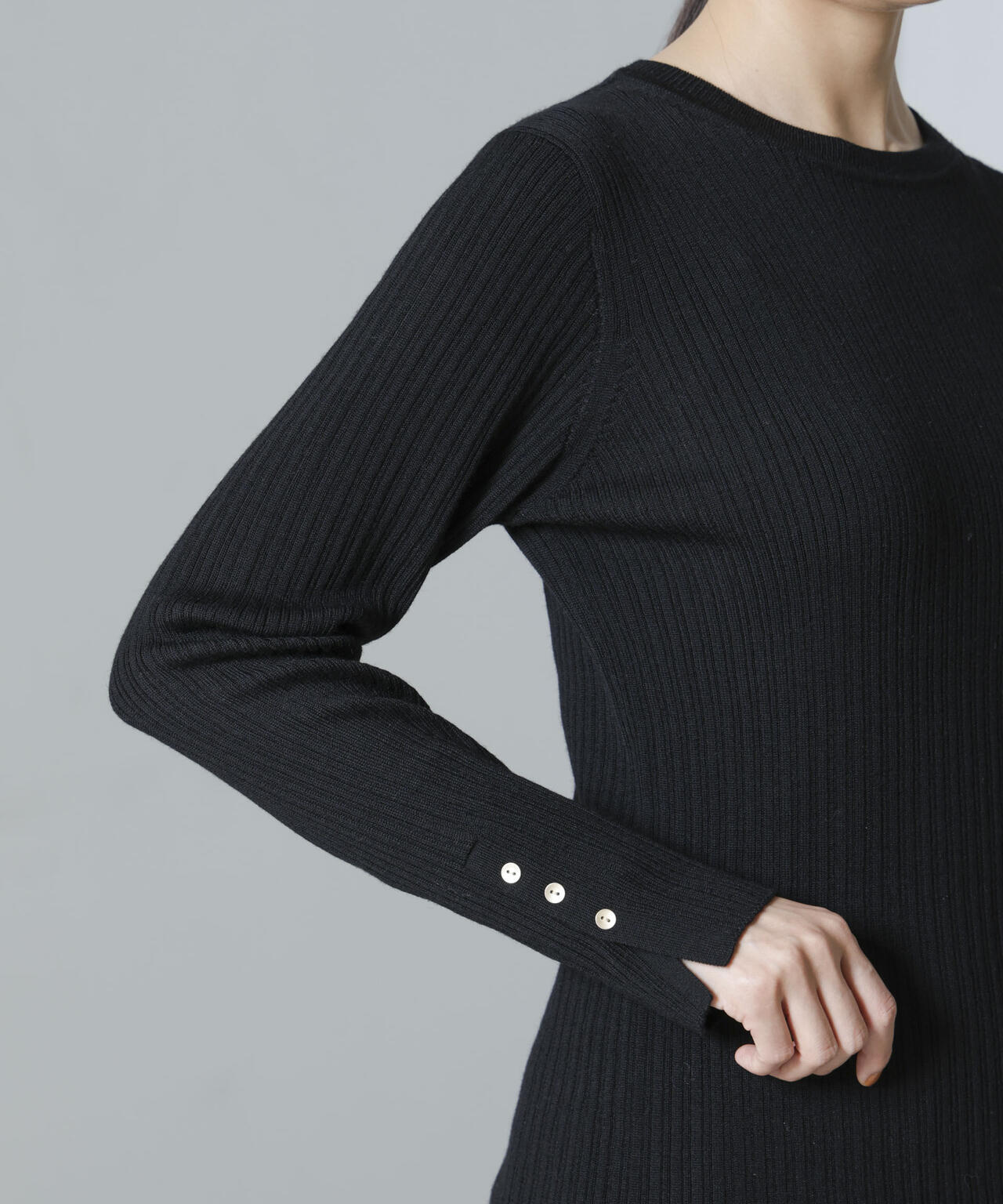 毛玉レスニットクルーネックリブプルオーバー 6694222301