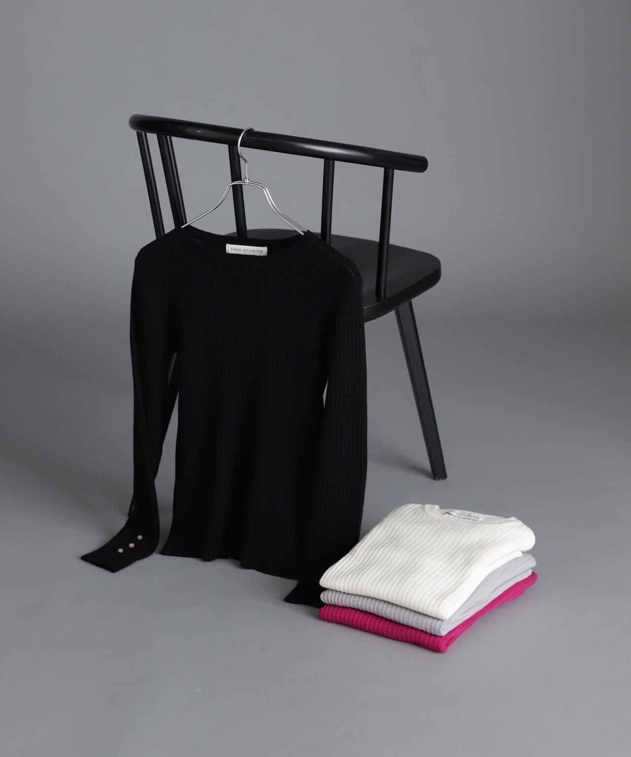 毛玉レスニットクルーネックリブプルオーバー 6694222301