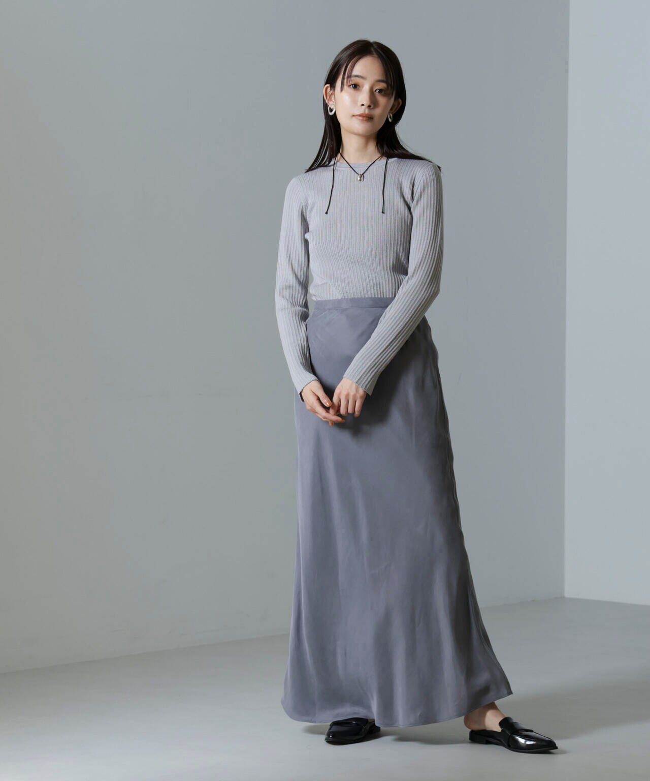 毛玉レスニットクルーネックリブプルオーバー 6694222301