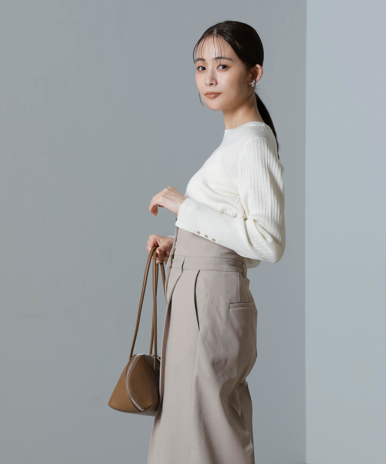 毛玉レスニットクルーネックリブプルオーバー 6694222301