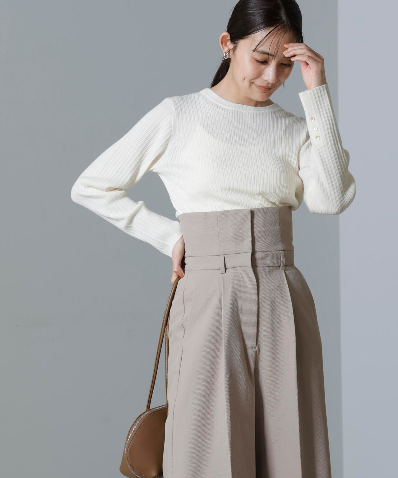 毛玉レスニットクルーネックリブプルオーバー 6694222301