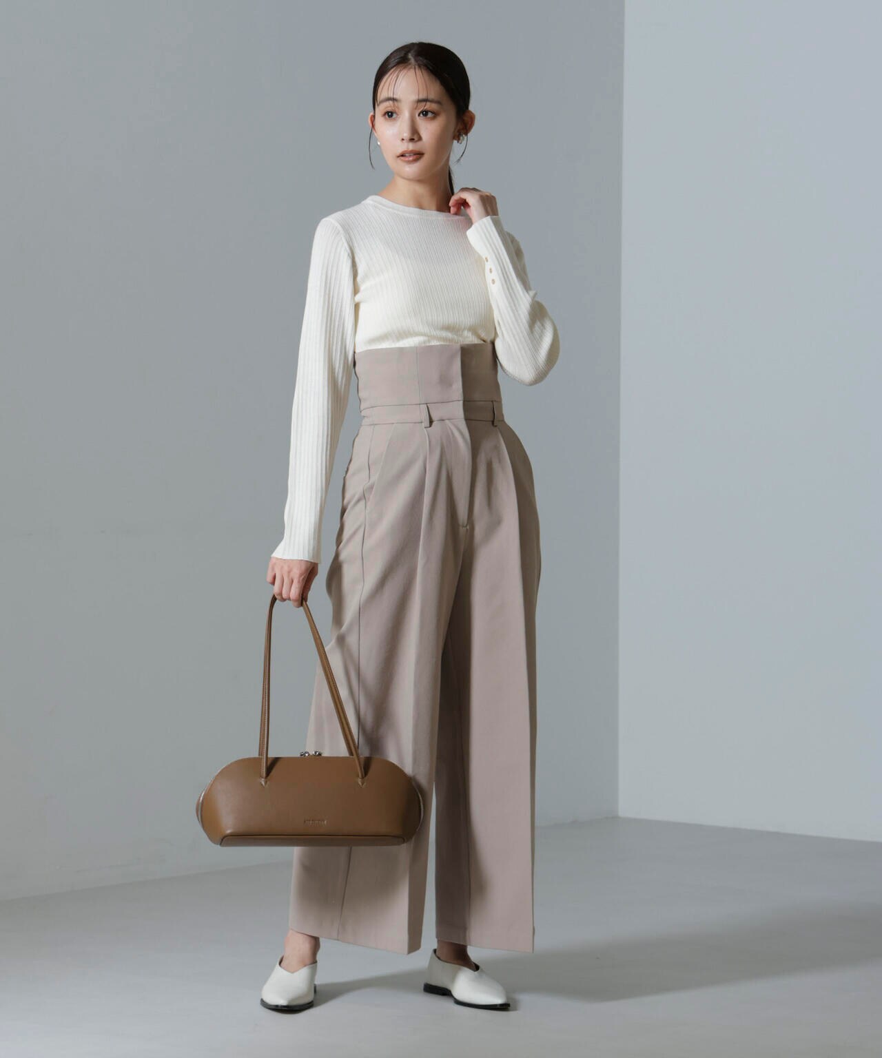 毛玉レスニットクルーネックリブプルオーバー 6694222301