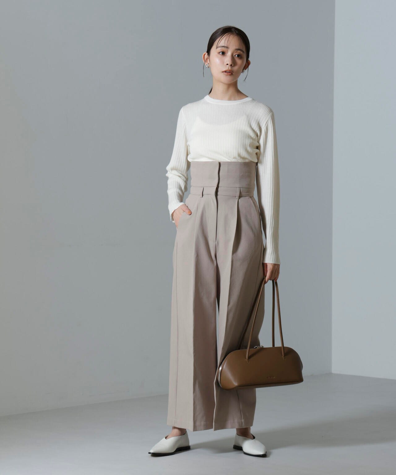 毛玉レスニットクルーネックリブプルオーバー 6694222301