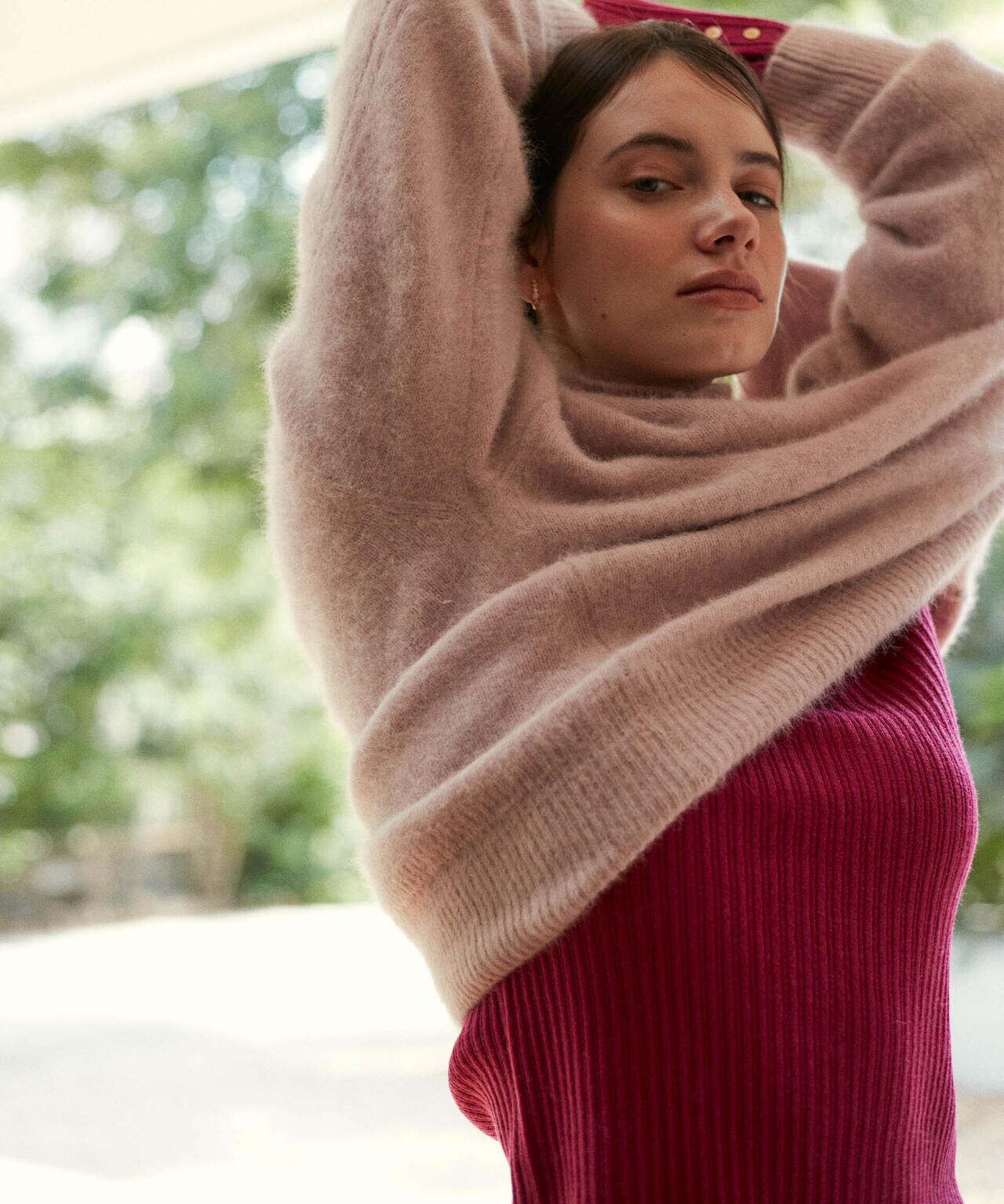 毛玉レスニットクルーネックリブプルオーバー 6694222301