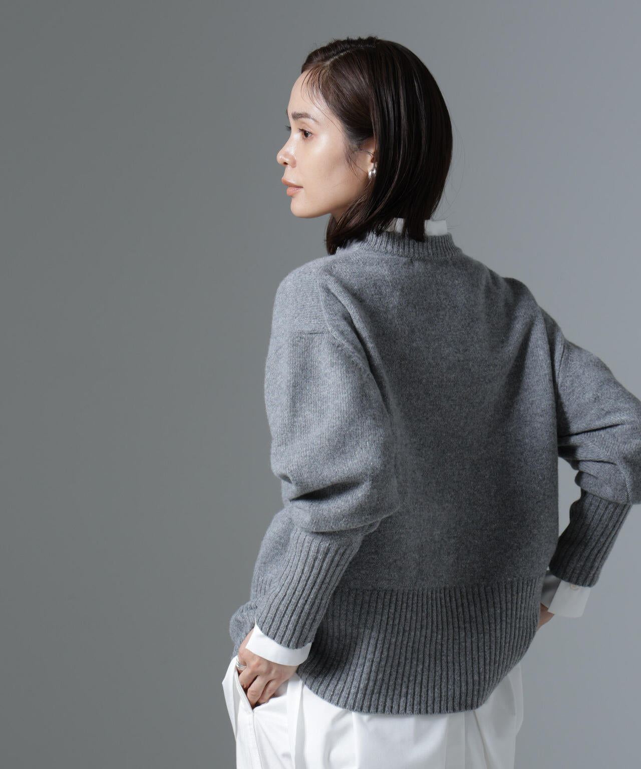 AQUAウールカシミヤクルーネックニット 6694222303