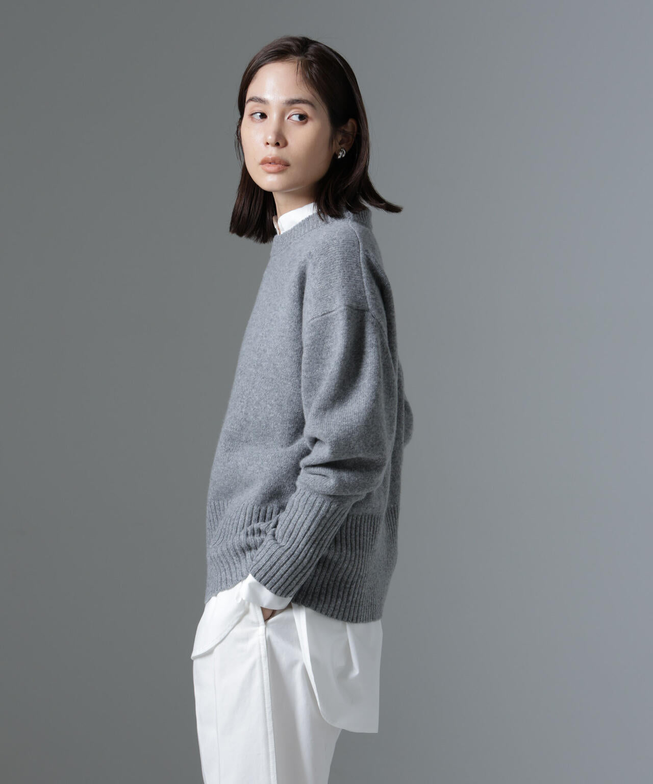 AQUAウールカシミヤクルーネックニット 6694222303