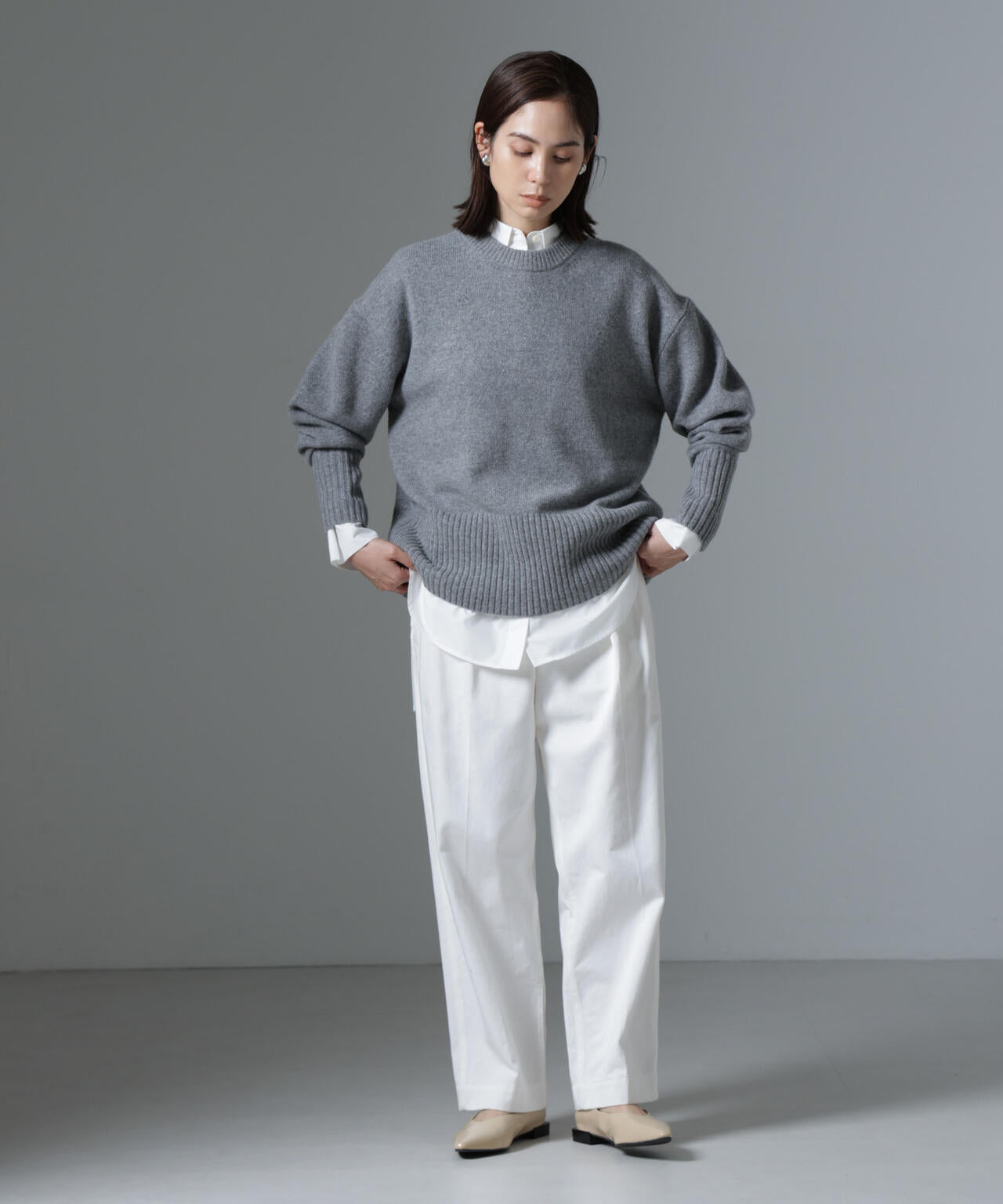 AQUAウールカシミヤクルーネックニット 6694222303