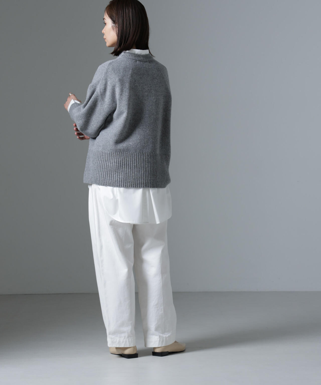 AQUAウールカシミヤクルーネックニット 6694222303