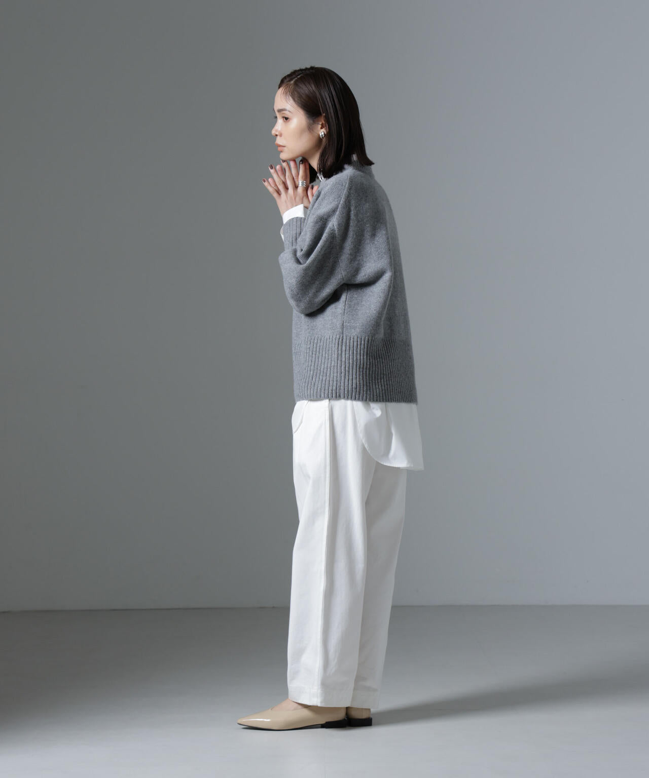 AQUAウールカシミヤクルーネックニット 6694222303