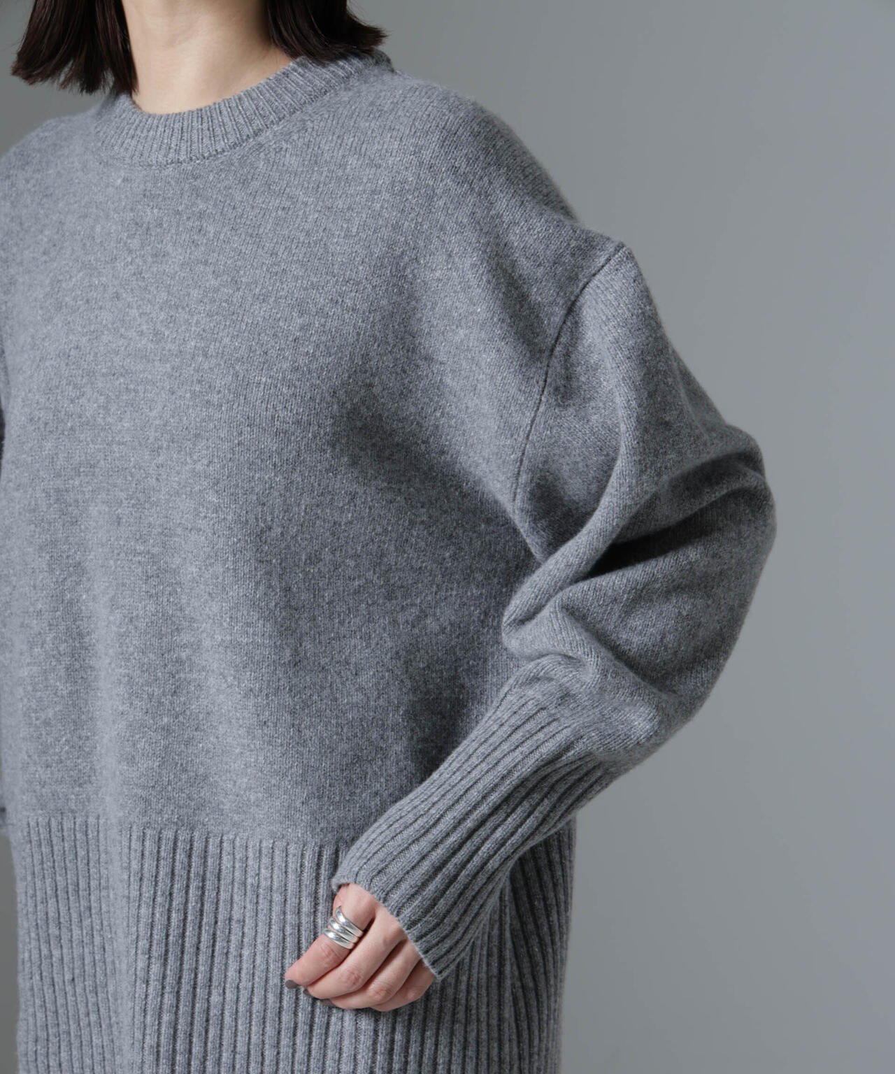 AQUAウールカシミヤクルーネックニット 6694222303