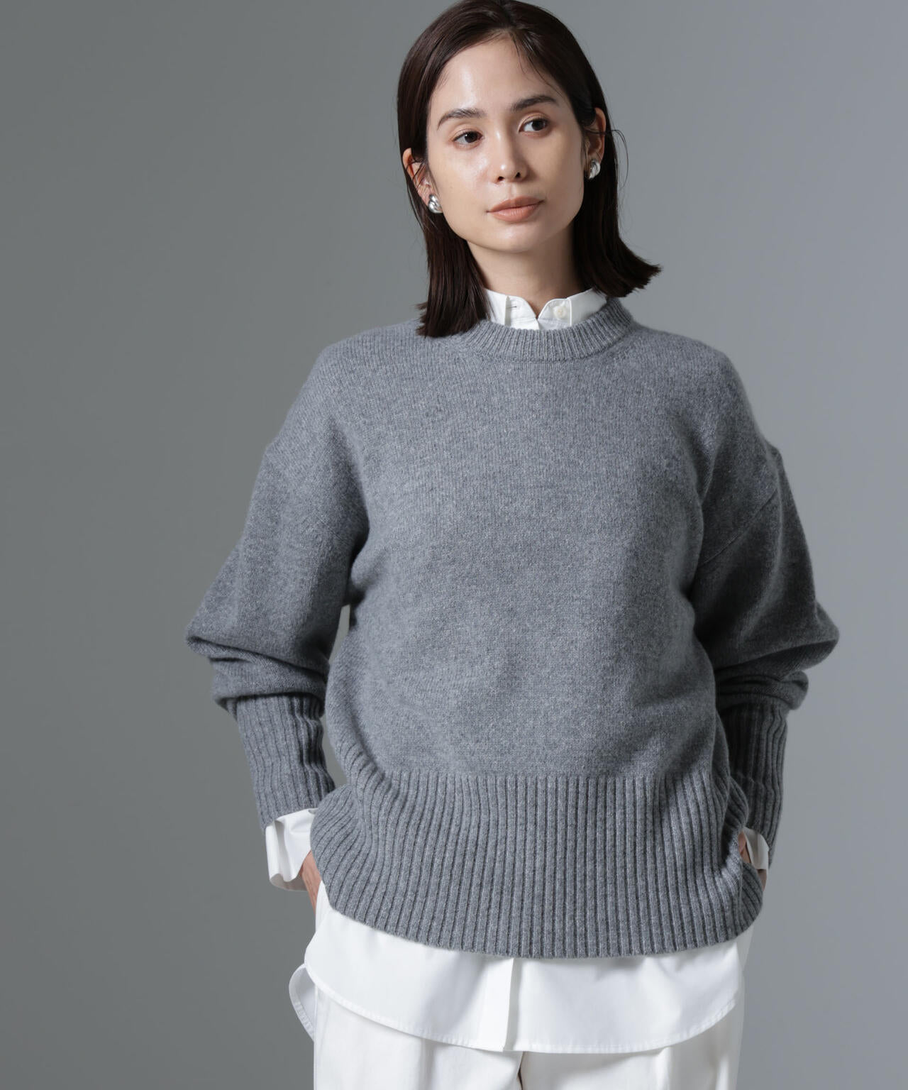 AQUAウールカシミヤクルーネックニット 6694222303