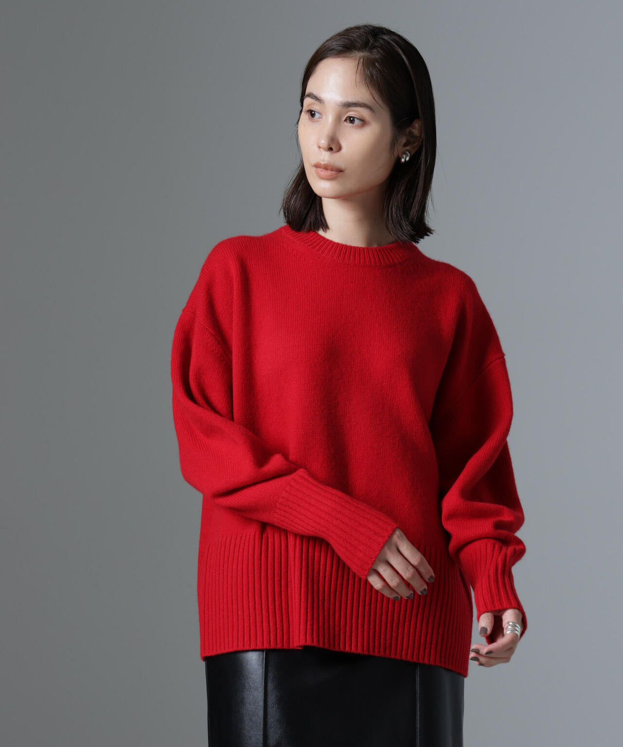 AQUAウールカシミヤクルーネックニット 6694222303