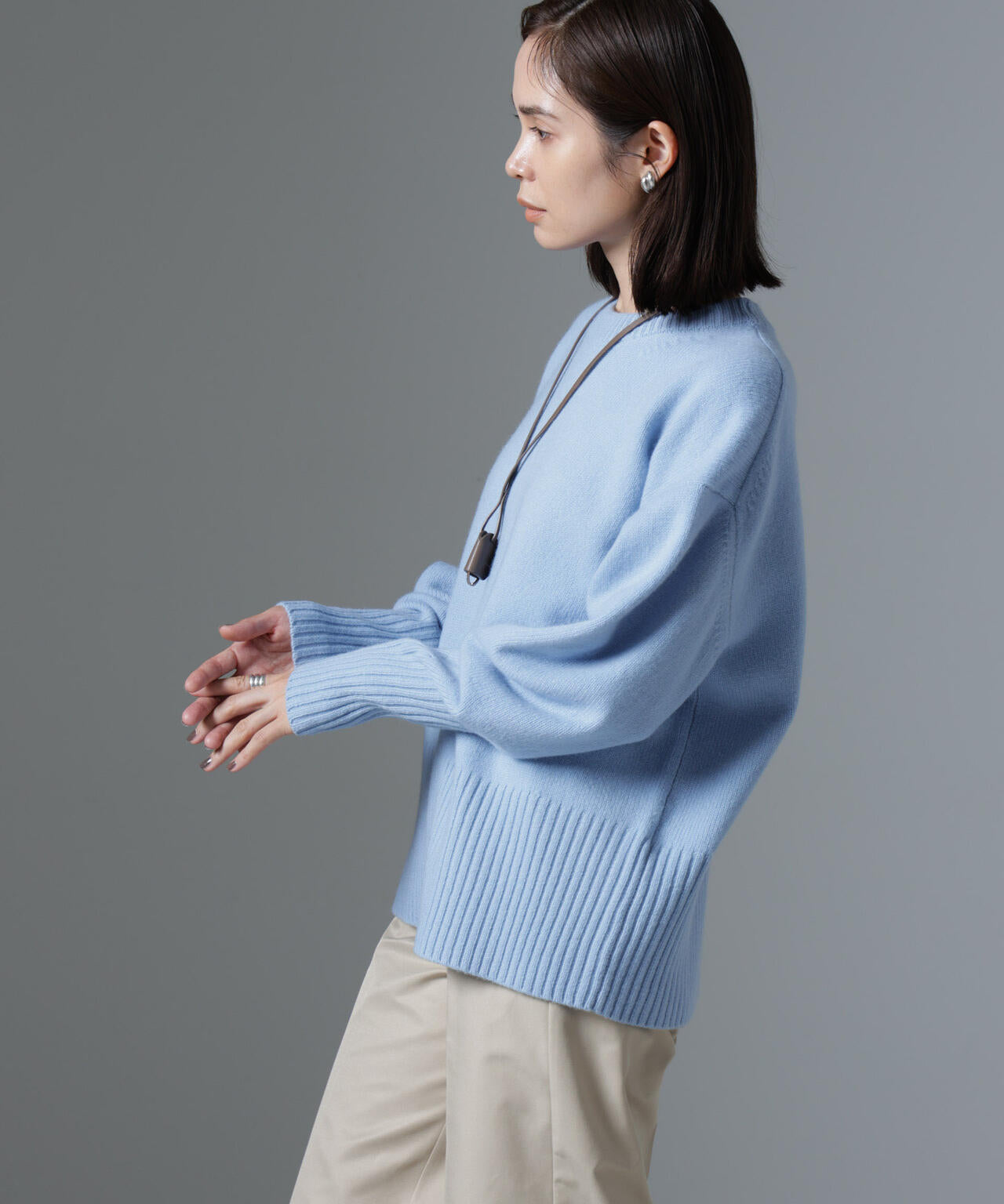 AQUAウールカシミヤクルーネックニット 6694222303