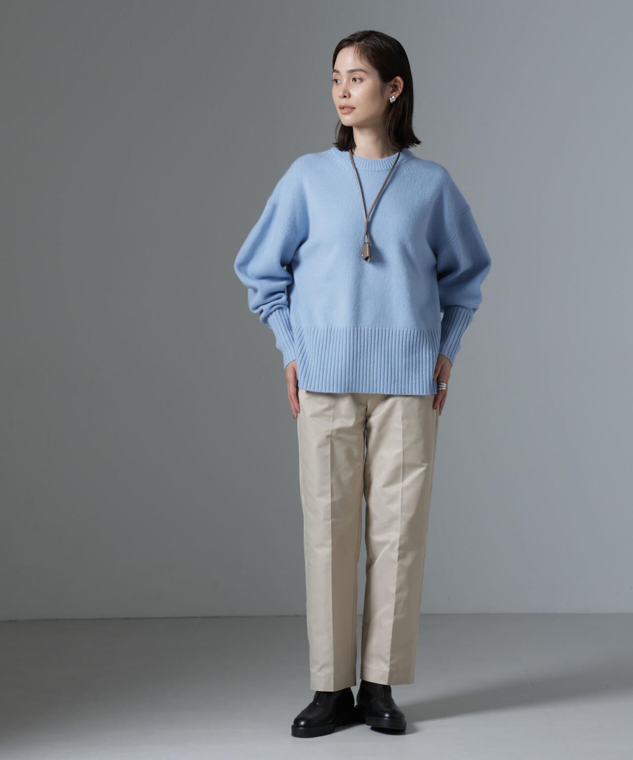 AQUAウールカシミヤクルーネックニット 6694222303