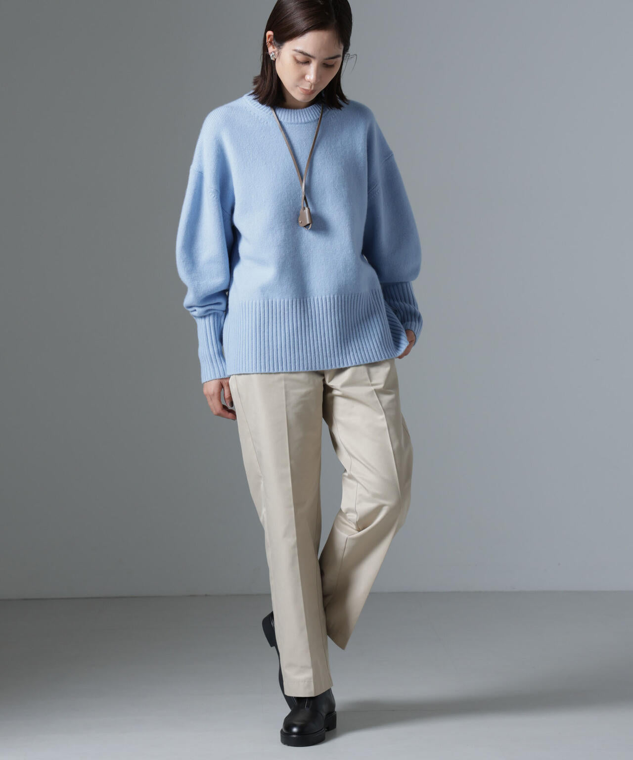 AQUAウールカシミヤクルーネックニット 6694222303