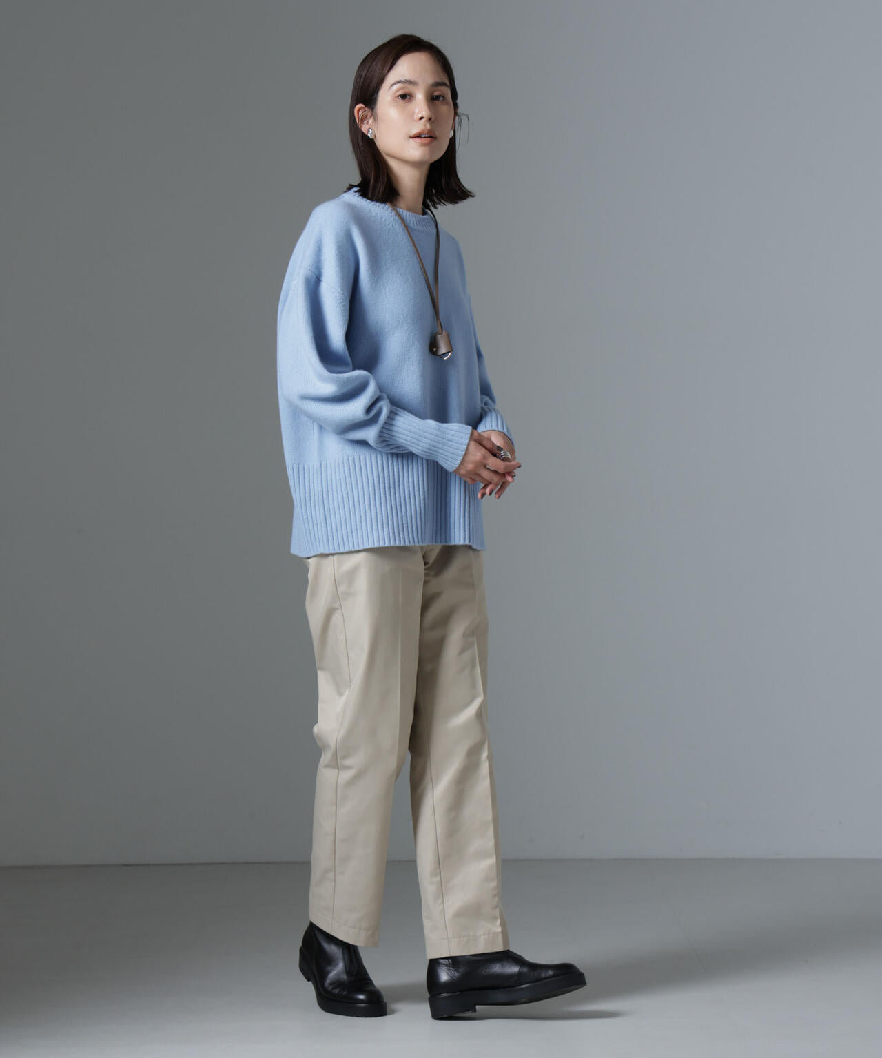 AQUAウールカシミヤクルーネックニット 6694222303