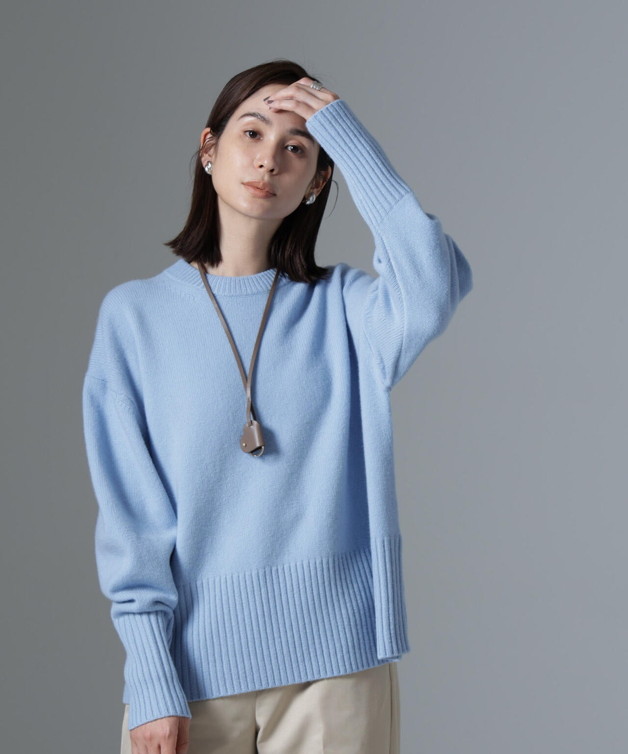 AQUAウールカシミヤクルーネックニット 6694222303