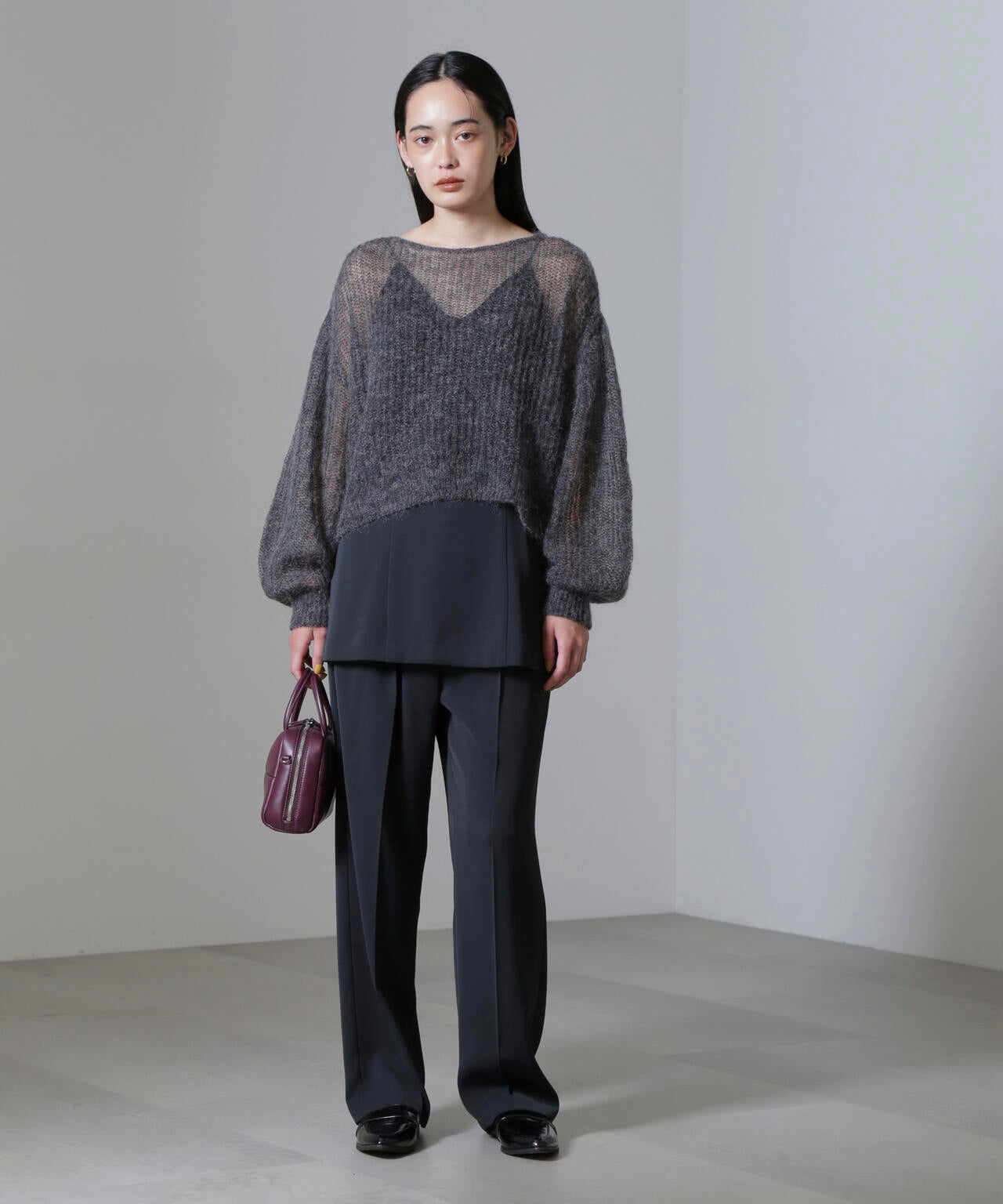 モヘヤ混ボリュームスリーブシアーニット 6694222308