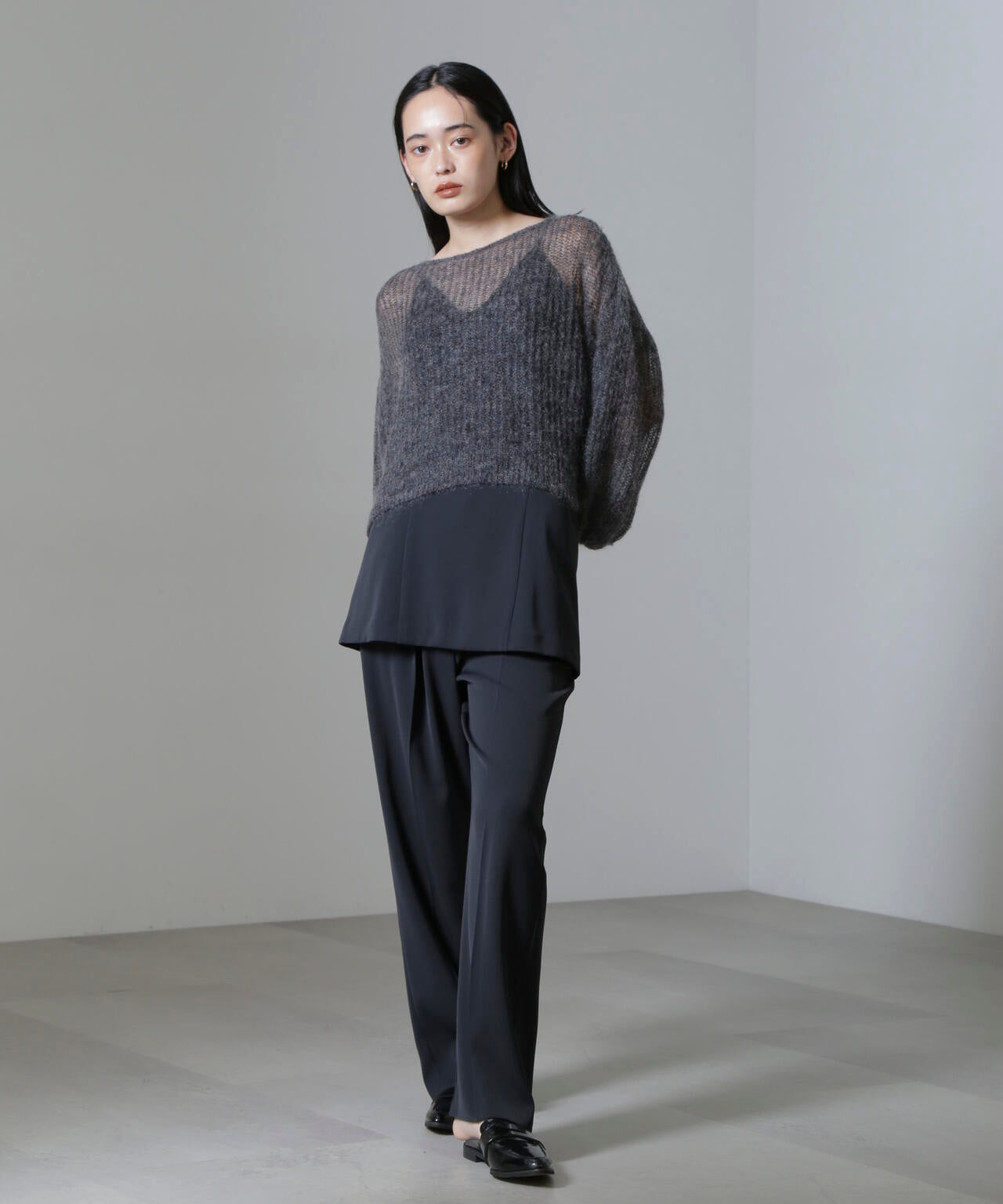 モヘヤ混ボリュームスリーブシアーニット 6694222308