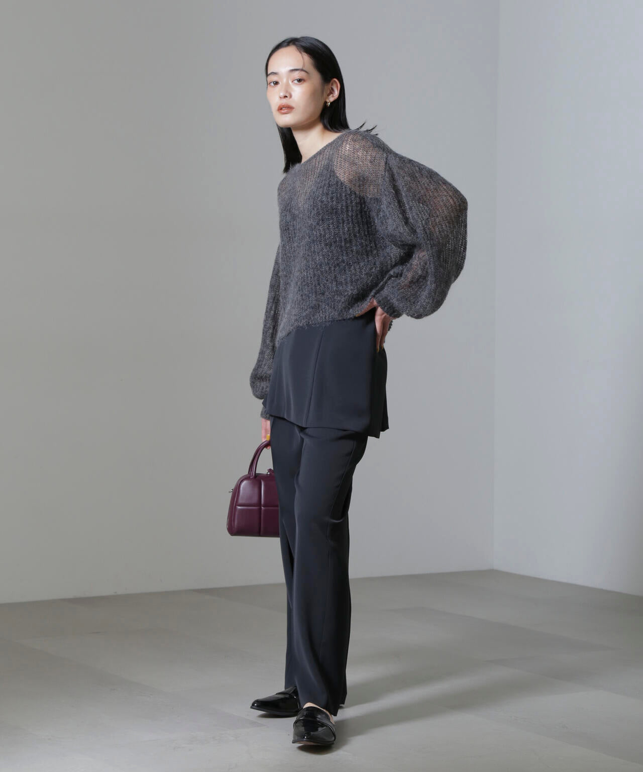 モヘヤ混ボリュームスリーブシアーニット 6694222308