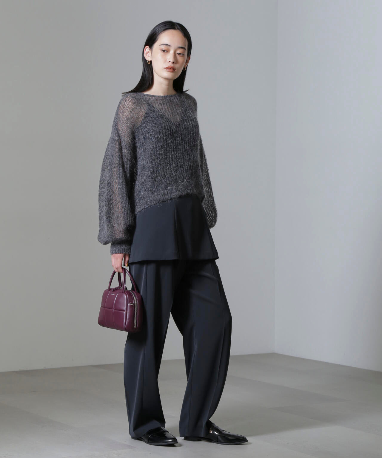 モヘヤ混ボリュームスリーブシアーニット 6694222308