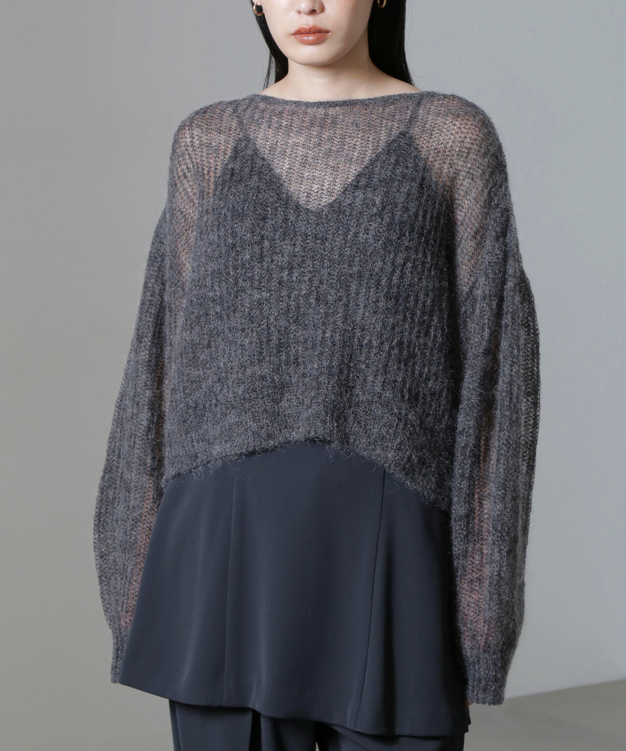 モヘヤ混ボリュームスリーブシアーニット 6694222308