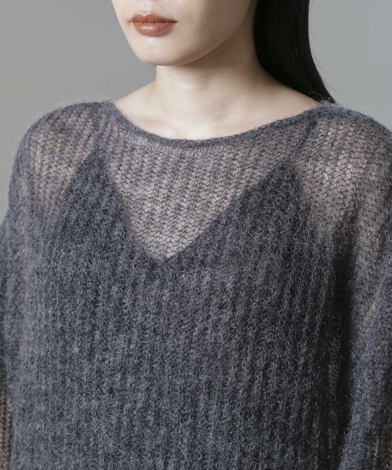 モヘヤ混ボリュームスリーブシアーニット 6694222308