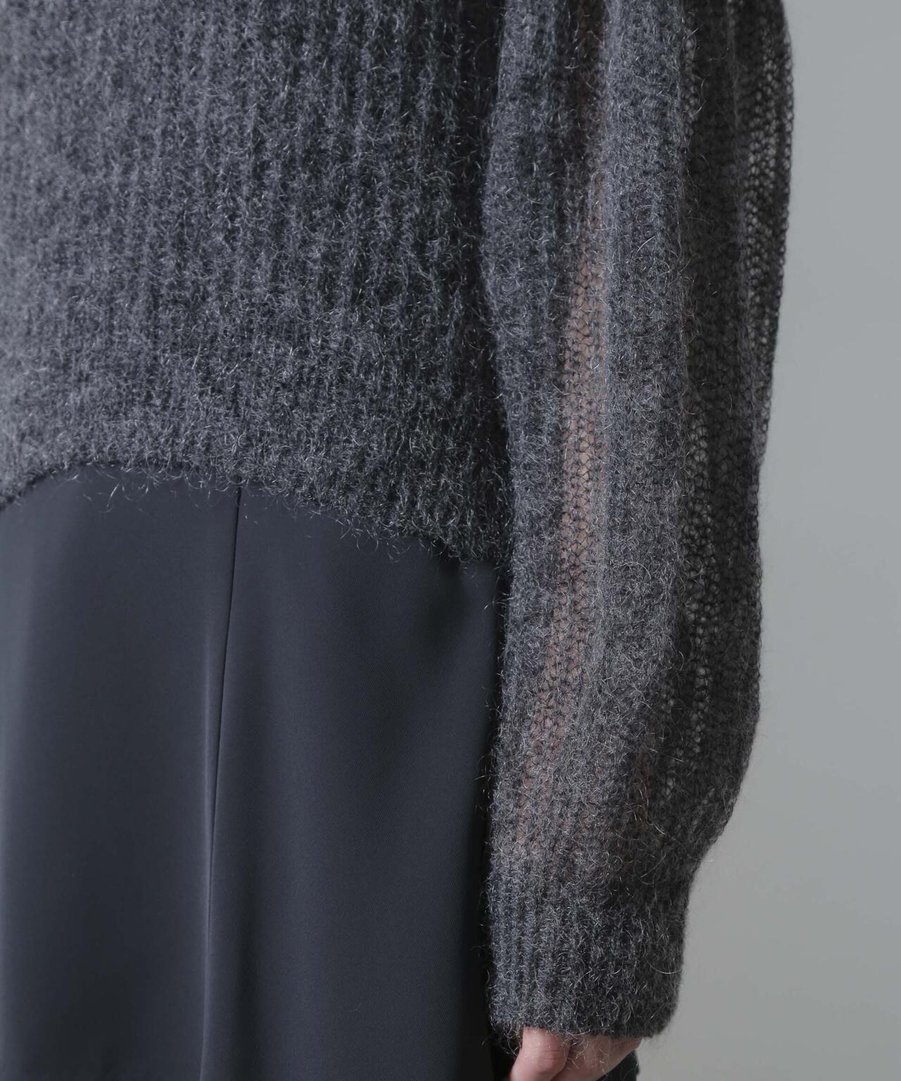 モヘヤ混ボリュームスリーブシアーニット 6694222308