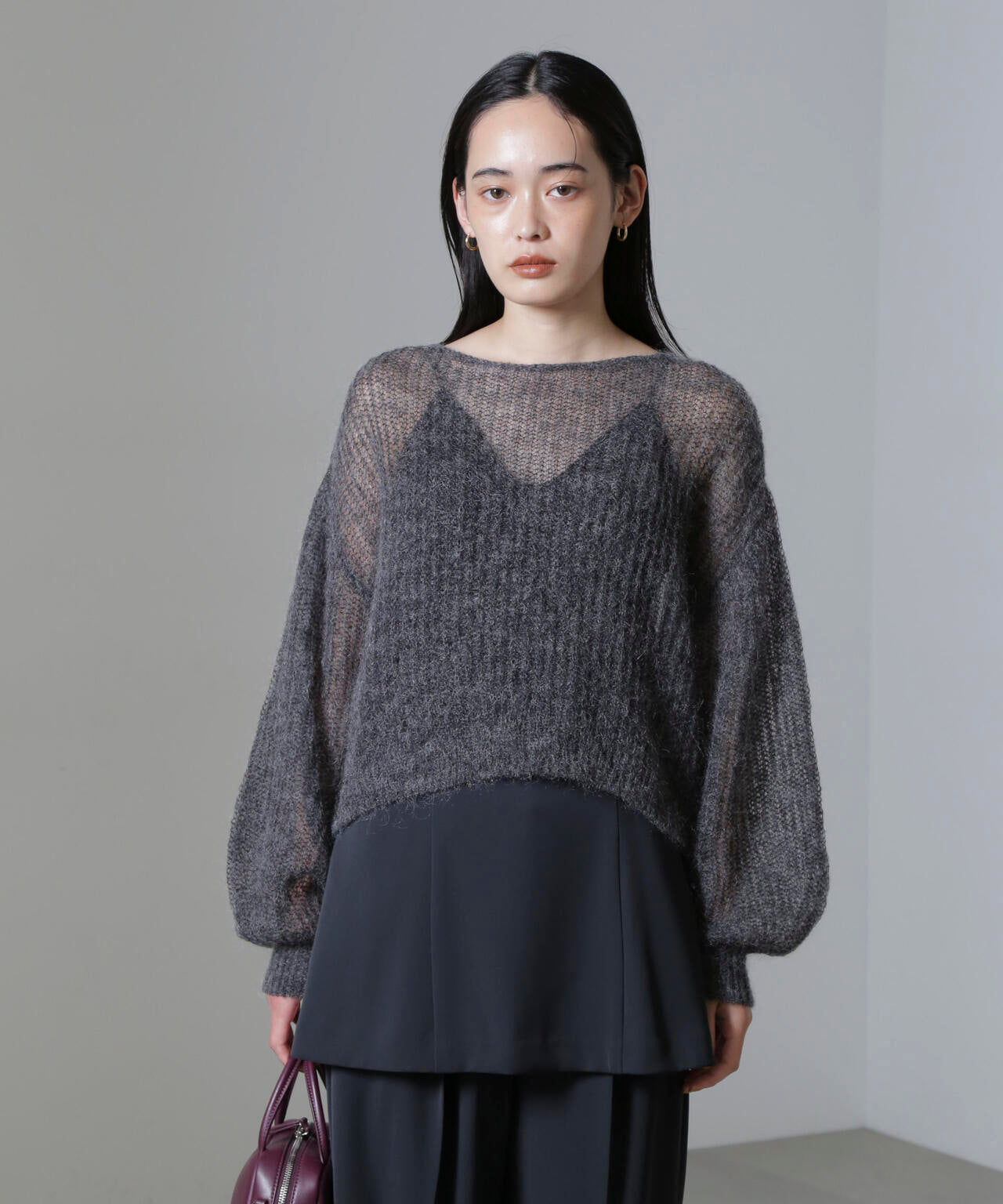 モヘヤ混ボリュームスリーブシアーニット 6694222308