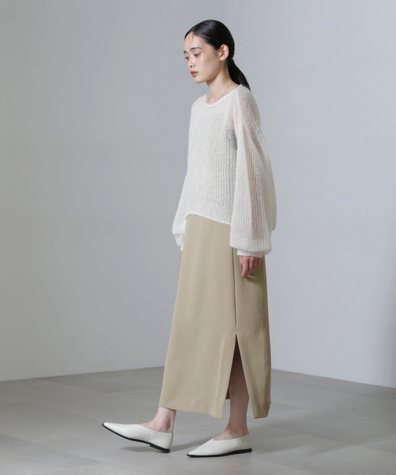 モヘヤ混ボリュームスリーブシアーニット 6694222308