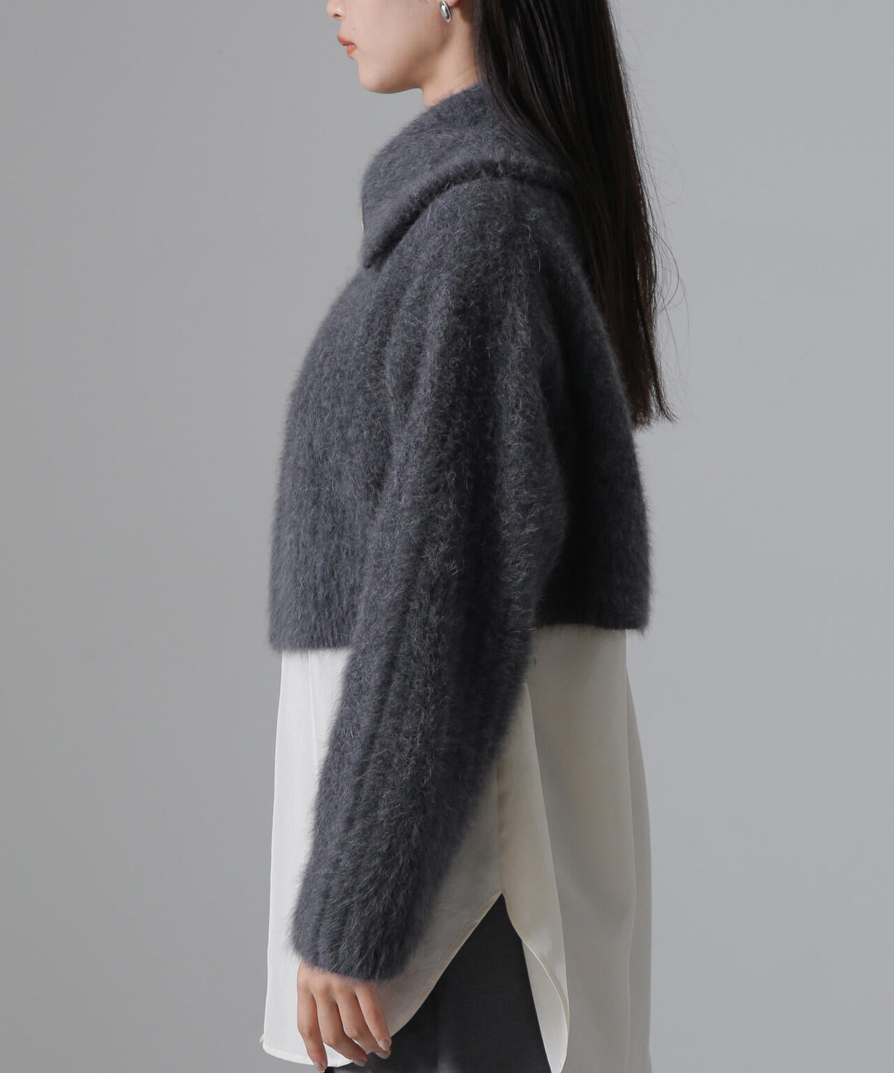 フォックスカシミヤショートジップカーディガン 6694222310