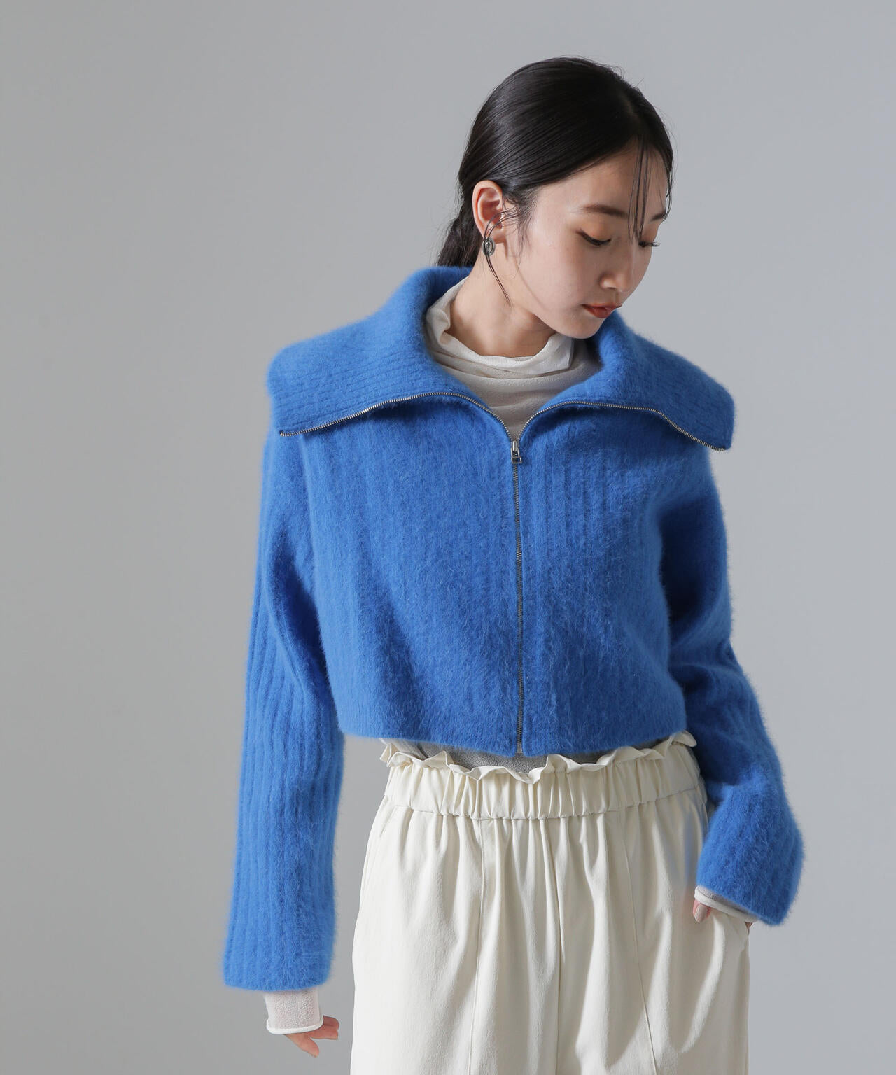 フォックスカシミヤショートジップカーディガン 6694222310