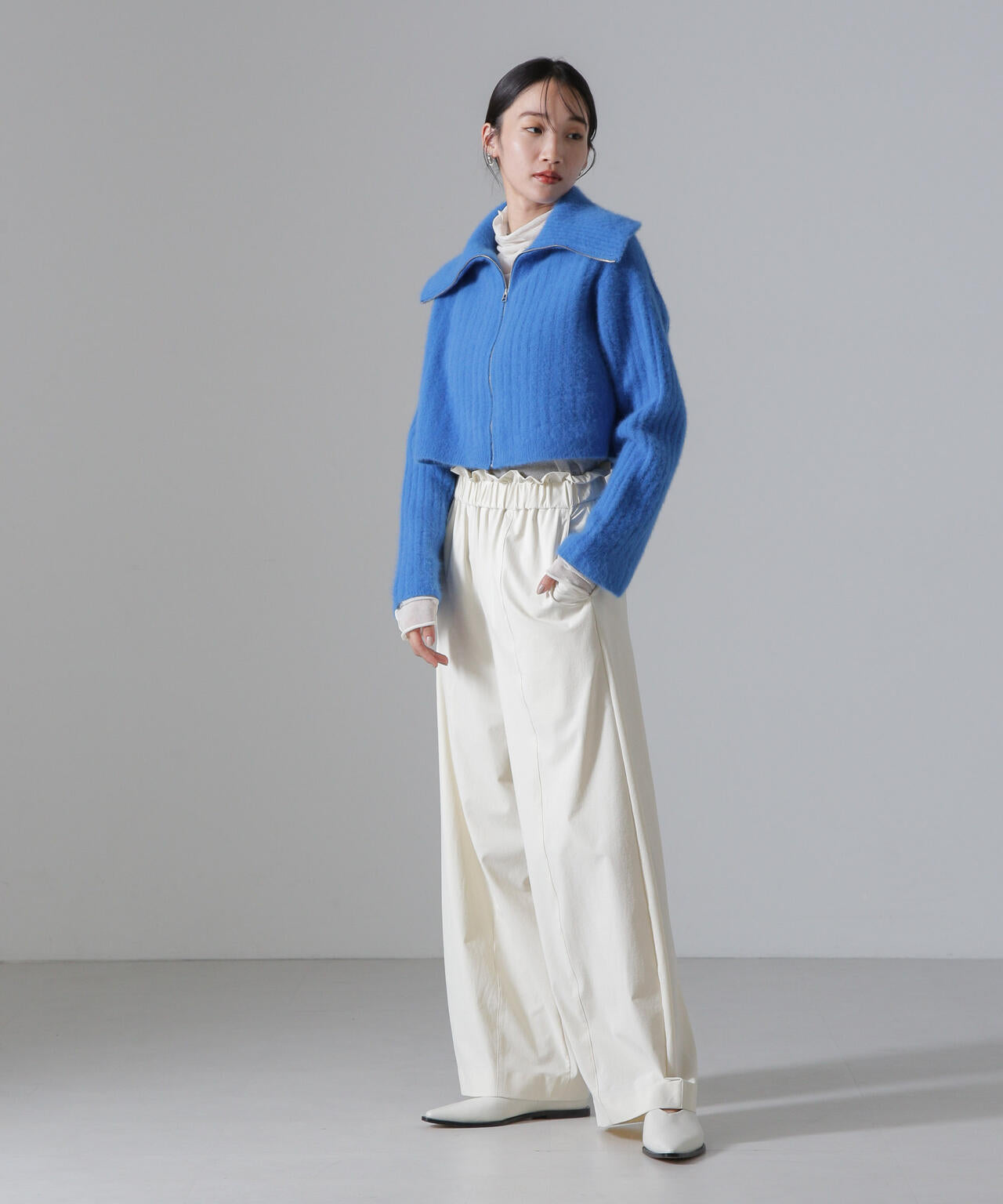 フォックスカシミヤショートジップカーディガン 6694222310