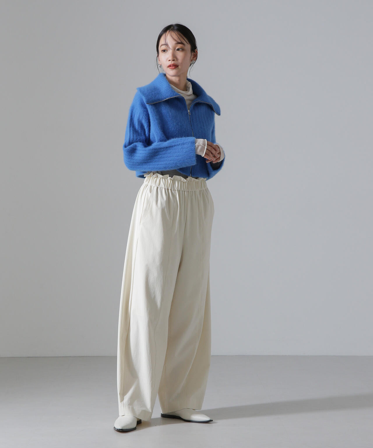 フォックスカシミヤショートジップカーディガン 6694222310